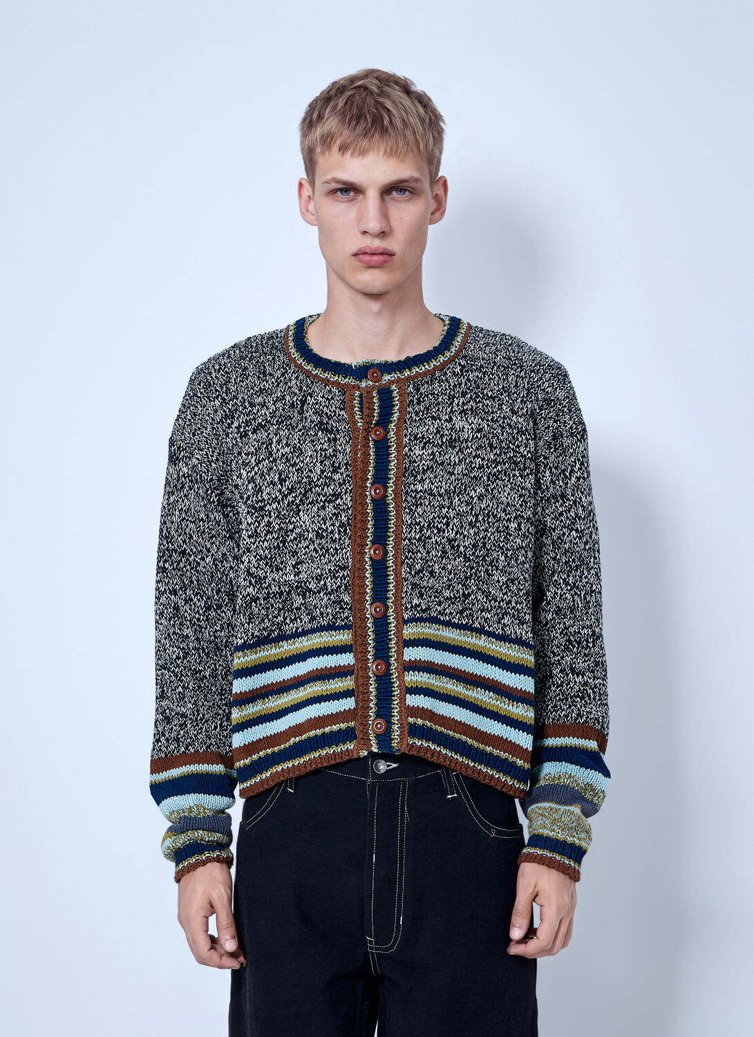 Story Mfg. Root Knit Oakmoss Cardigan - Man Knitwear Grey S