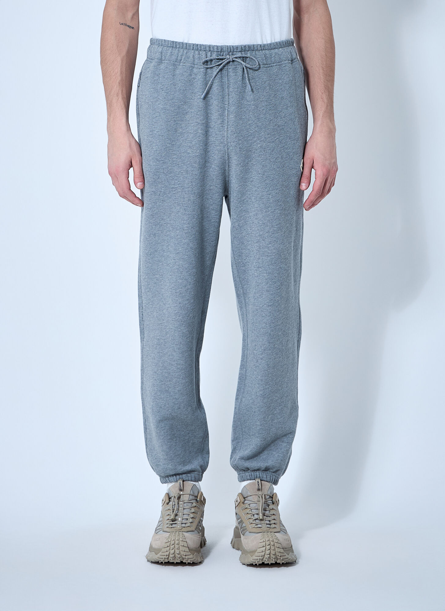 Shop Moncler X Frgmt Hiroshi Fujiwara Logo Patch Track Pants In Charcoal