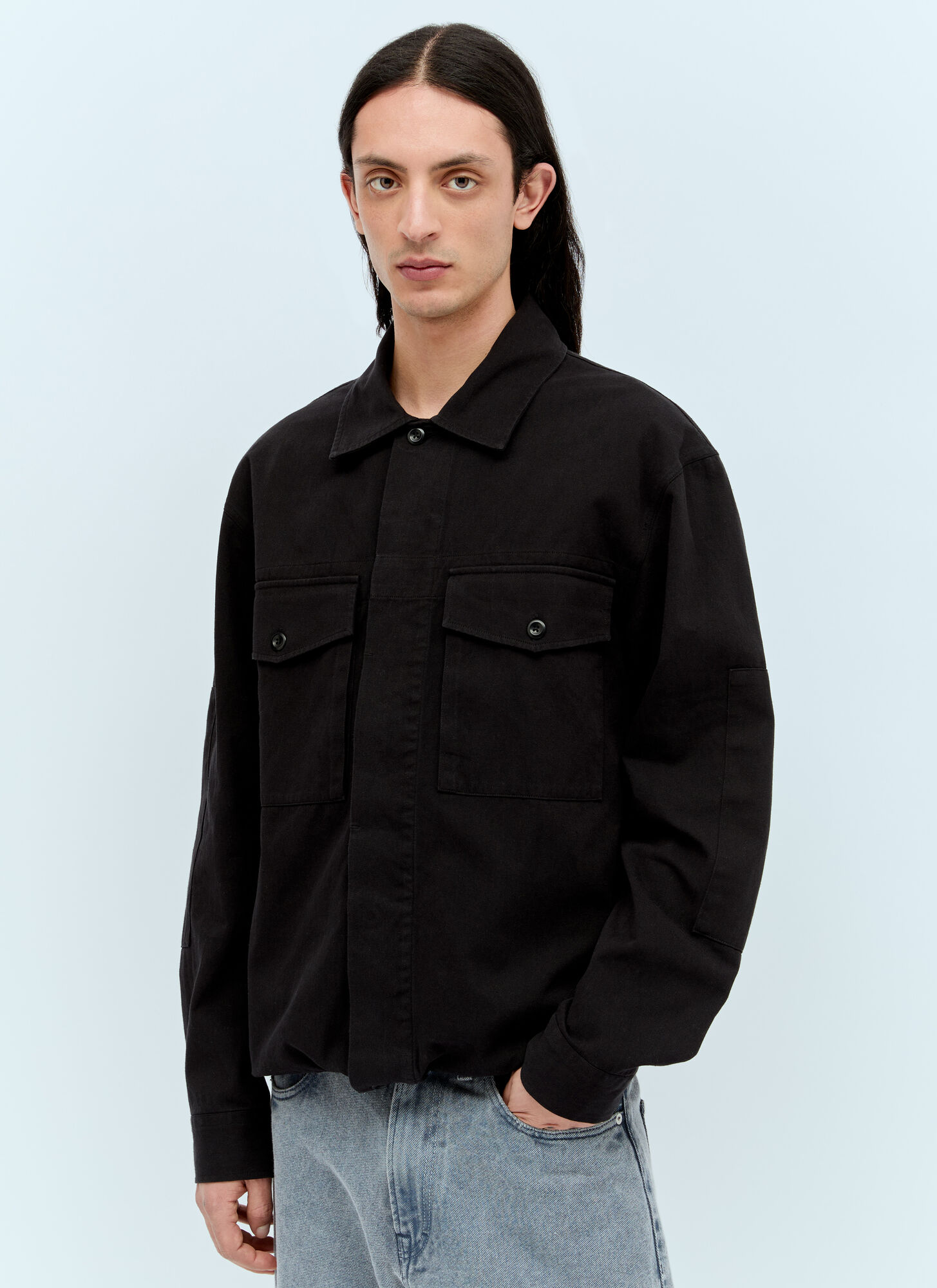 Shop Mhl By Margaret Howell Drawcord Shacket In Black