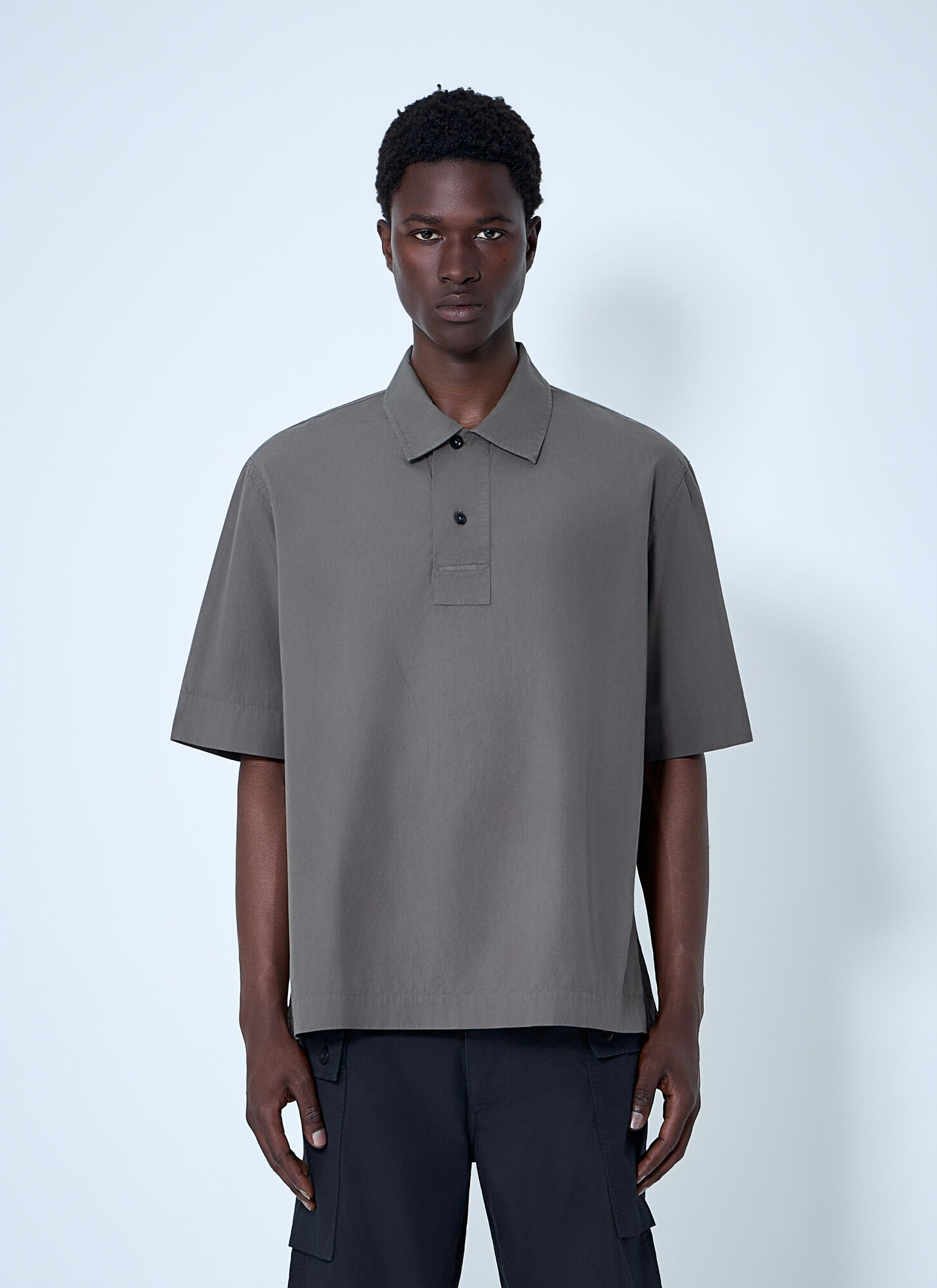 Margaret Howell Cotton Poplin Boxy Shirt - Man Polo Shirts Grey M　マーガレット ハウエル コットン ポプリン ボクシー シャツ - 男性用ポロシャツ グレー M Margaret