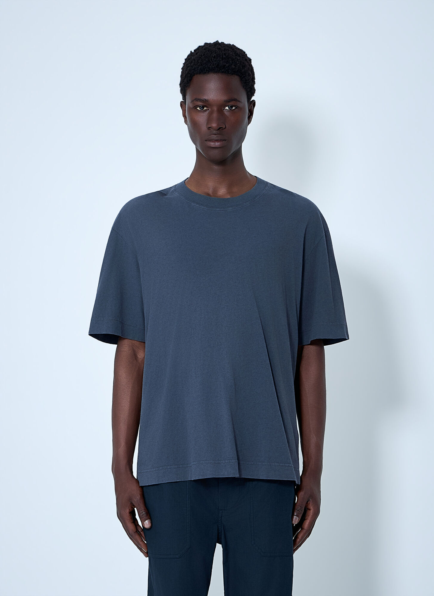 Margaret Howell Classic Crewneck T-shirt - Man T-shirts Blue M　マーガレット ハウエル クラシック クルーネック T シャツ - 男性 T シャツ ブルー M Margaret