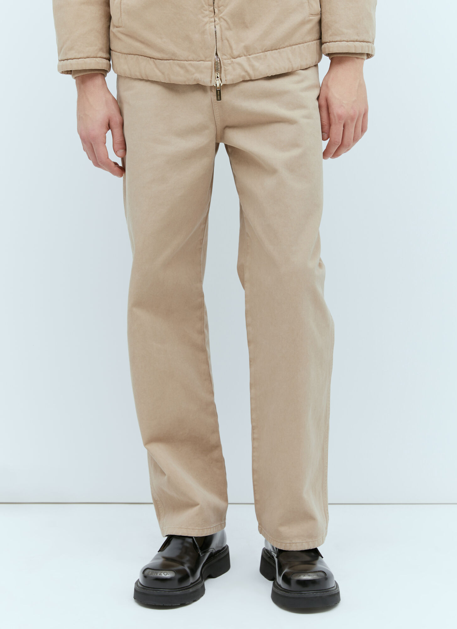 Miu Miu Garment-dyed Gabardine Trousers In Beige