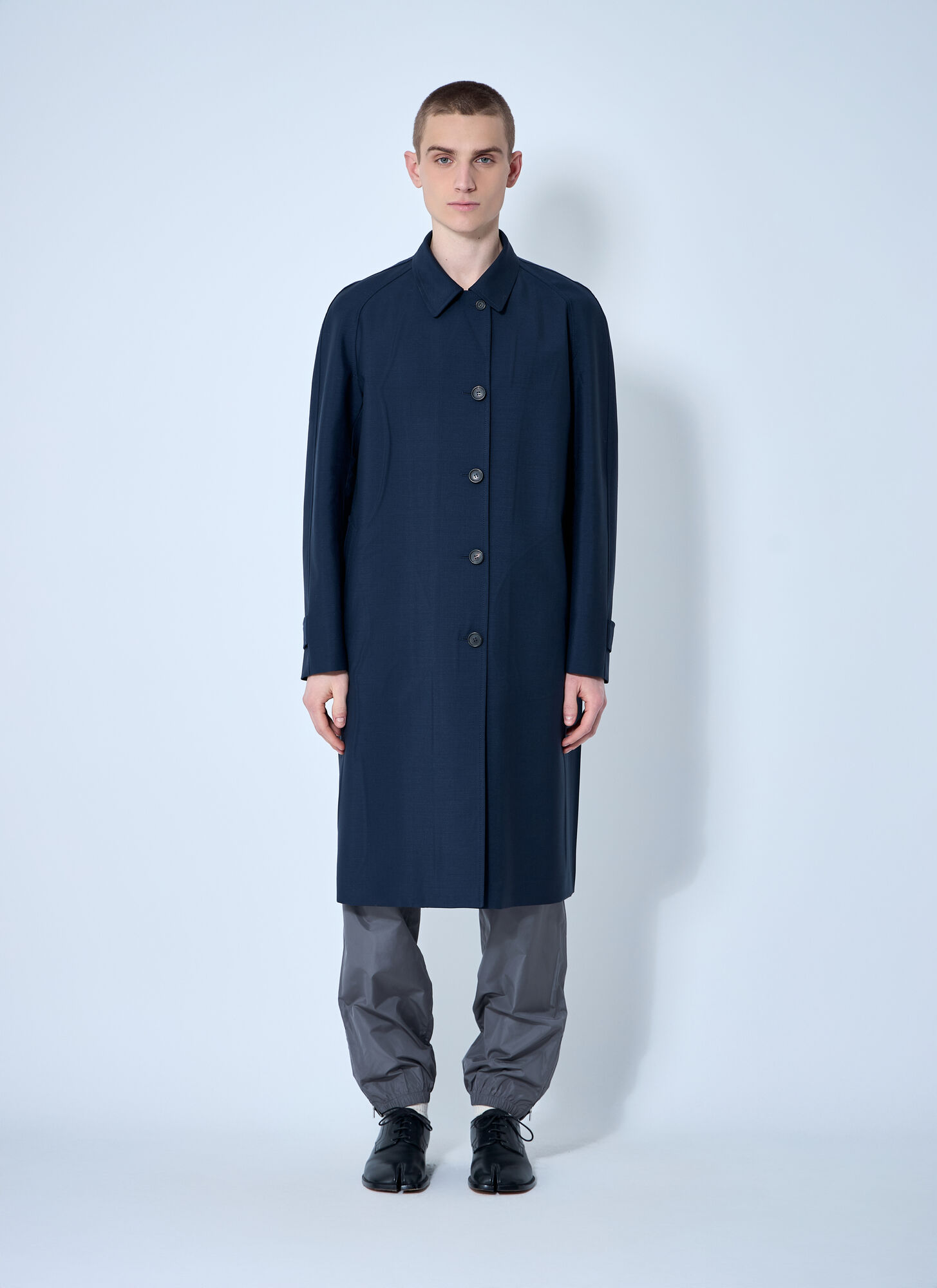Miu Miu Single-breasted Mohair Coat In Navy