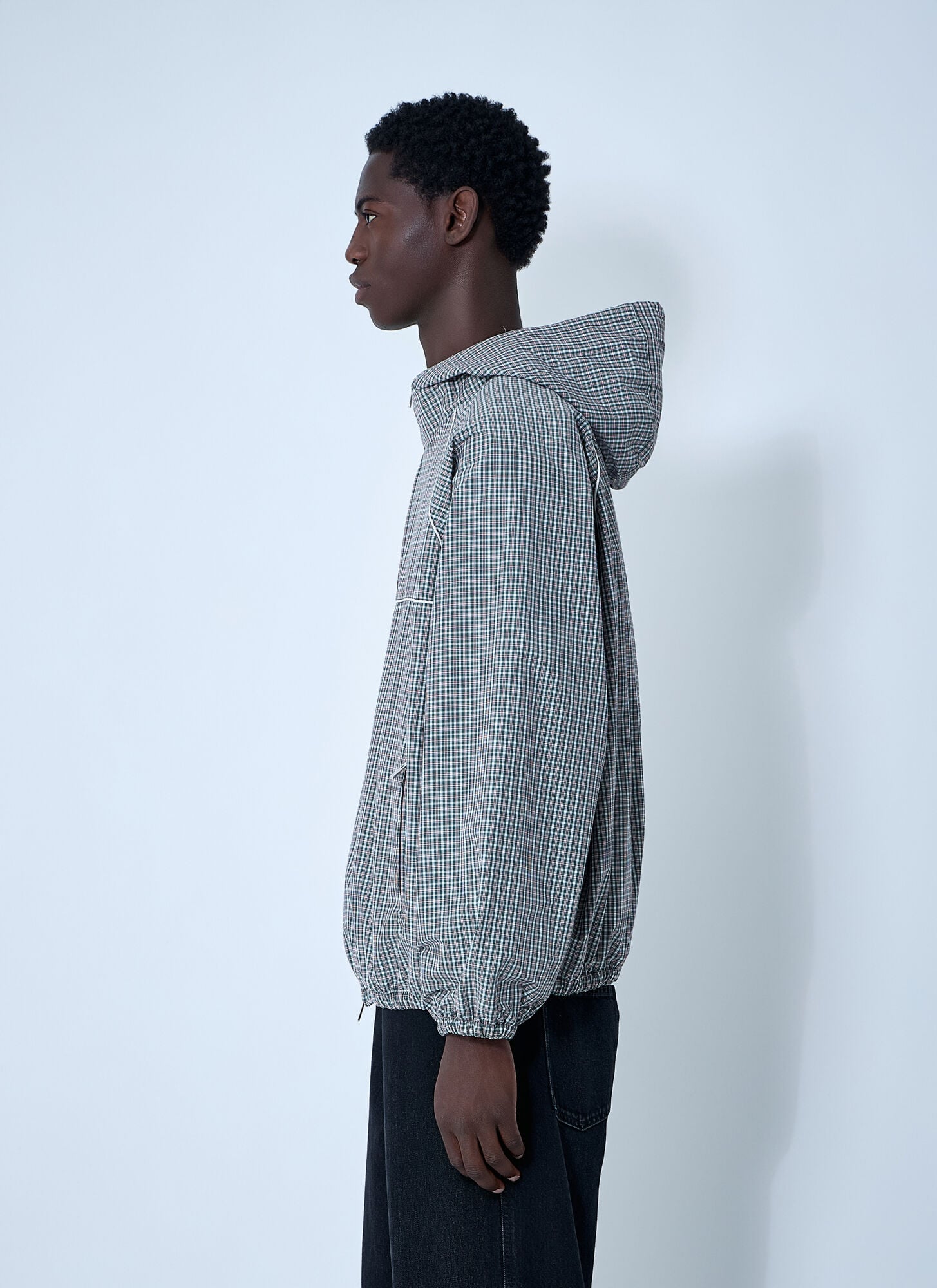  Miu Miu Miu Miu Check Hooded Jacket - Mann Jacken Grey 44 