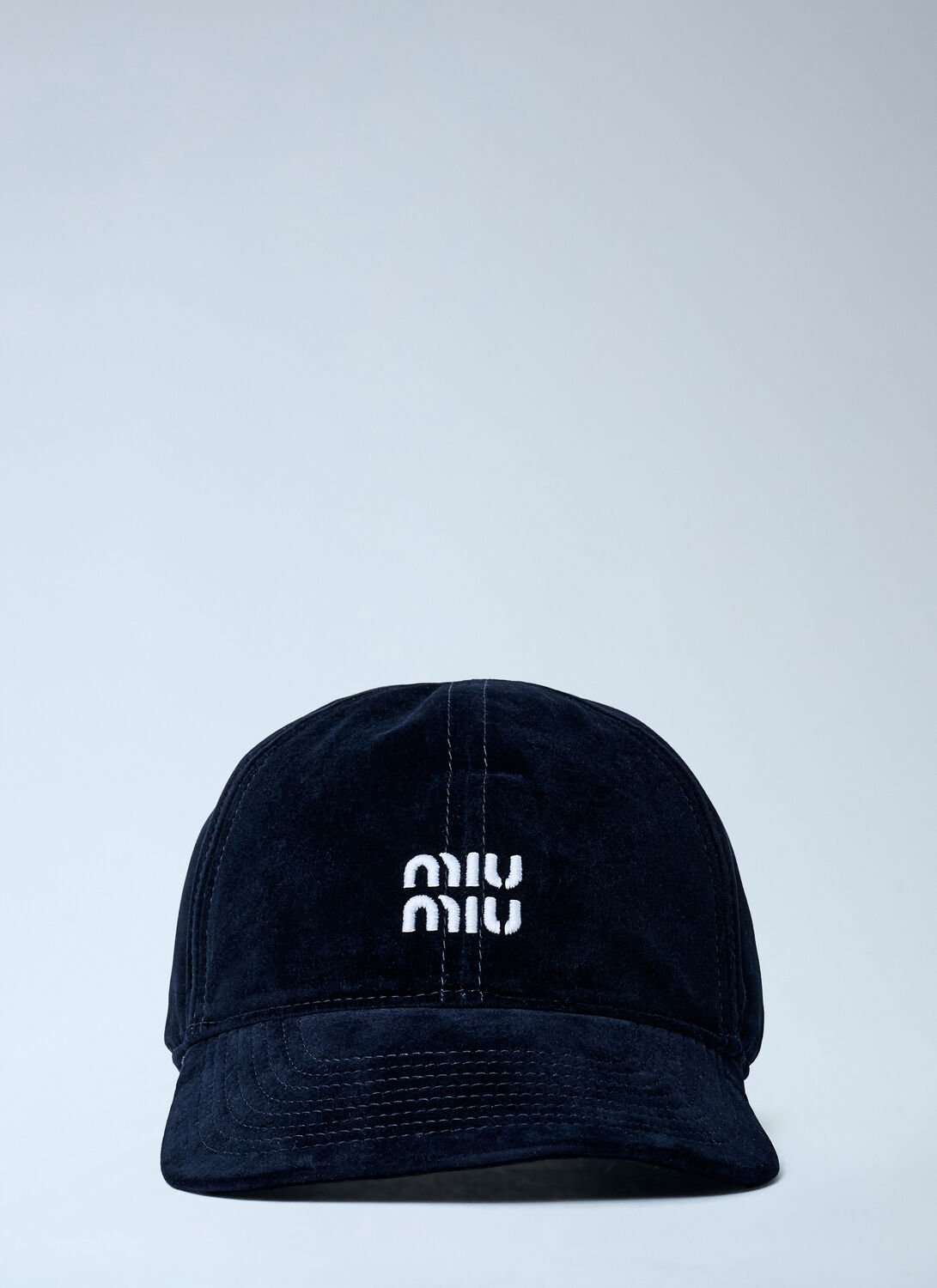 Miu Miu Logo Motif Baseball Cap In Blue
