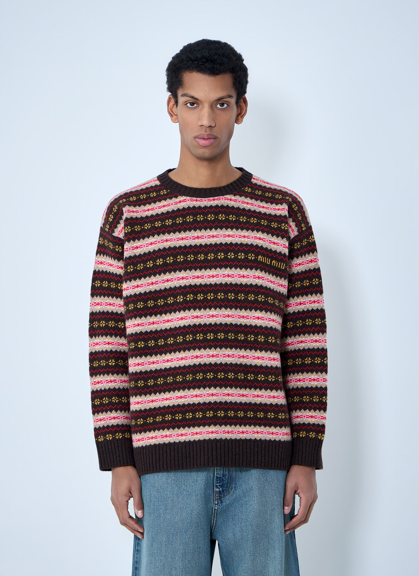 Miu Miu Men's Brown Fairisle Sweater - Man Knitwear It - 42