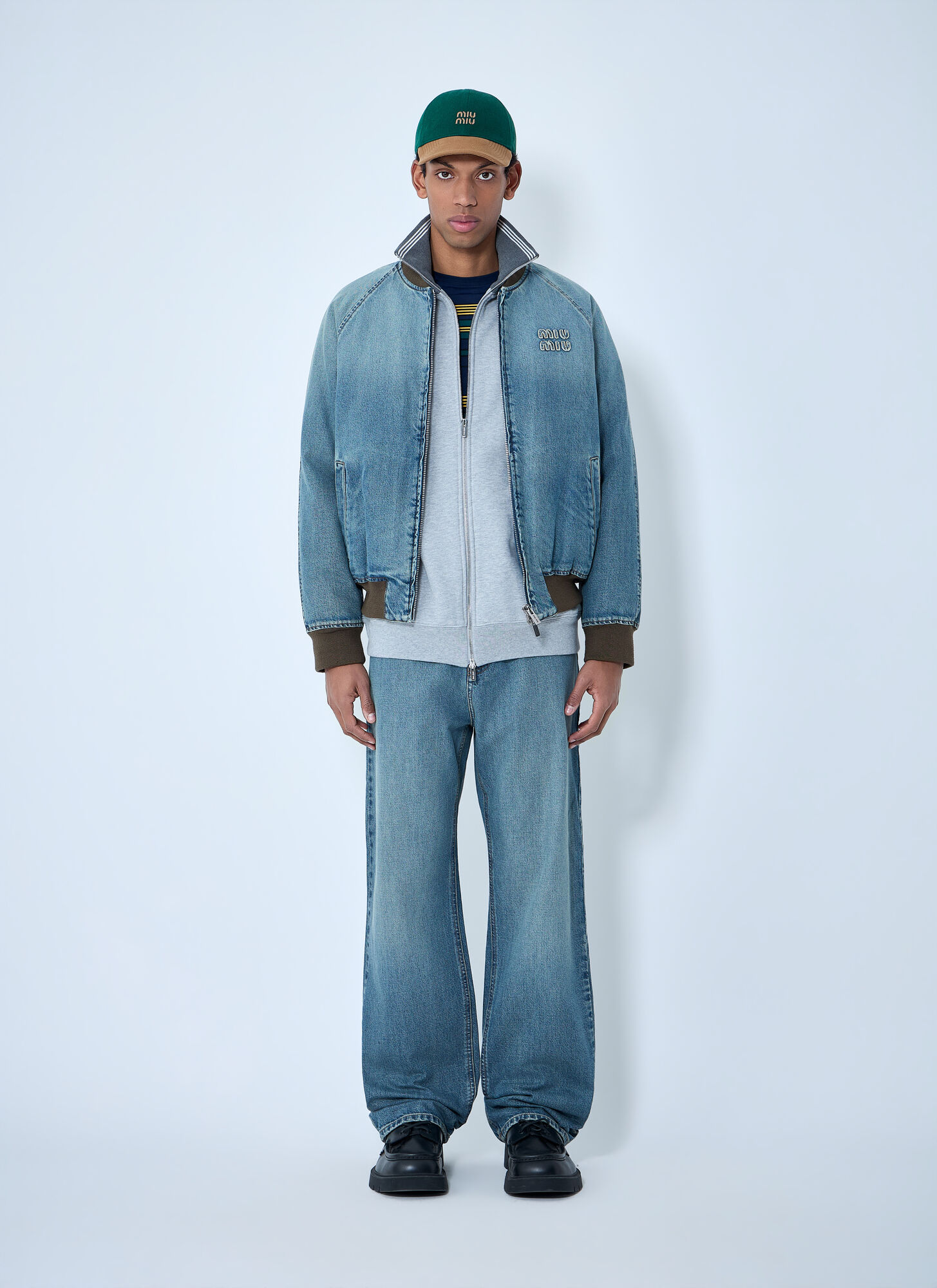  Miu Miu Miu Miu Denim Blouson Jacket - Mann Jacken Blue It - 40 