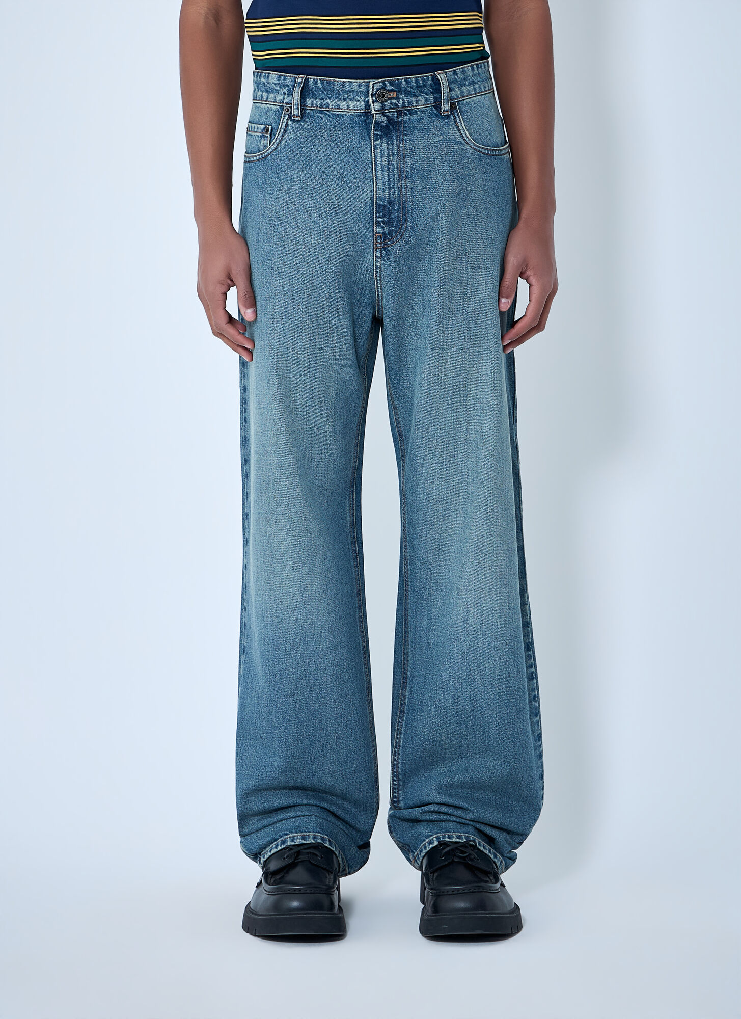Miu Miu Miu Miu Wide-leg Denim Jeans - Man Jeans Blue 30　ミュウミュウ ワイドレッグ デニム ジーンズ - マン ジーンズ ブルー 30