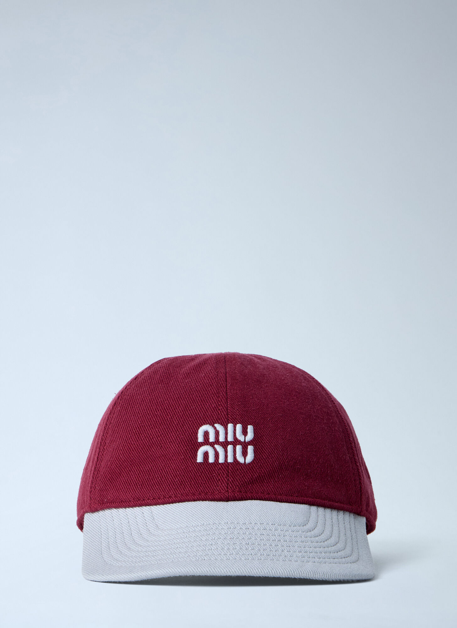 Miu Miu Men's Burgundy Logo Motif Baseball Cap - Man Hats L