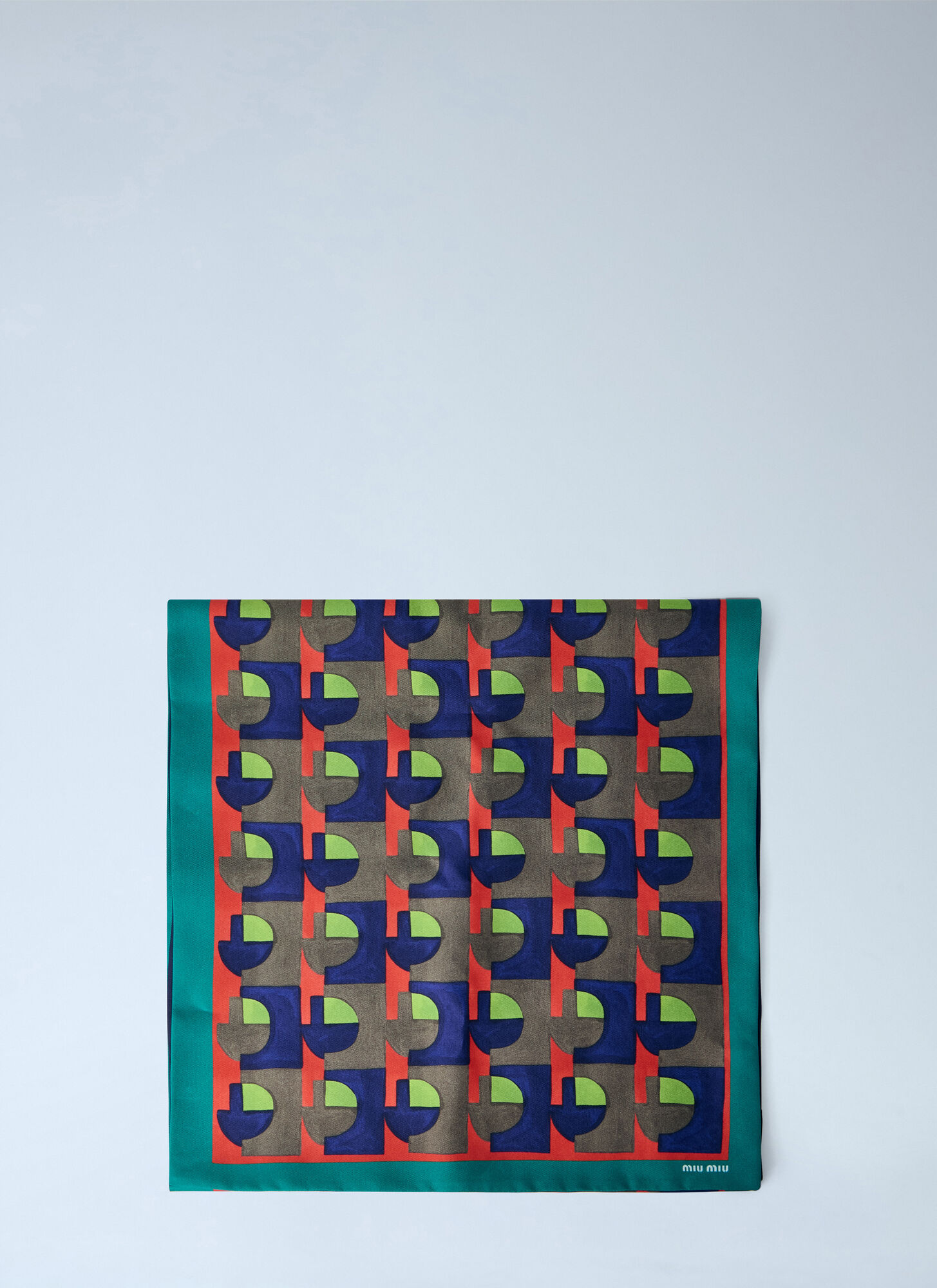 Miu Miu Miu Miu Printed Silk Scarf - Man Scarves Multicolor One Size　ミュウミュウ プリント シルク スカーフ - マン スカーフ マルチカラー フリー サイズ
