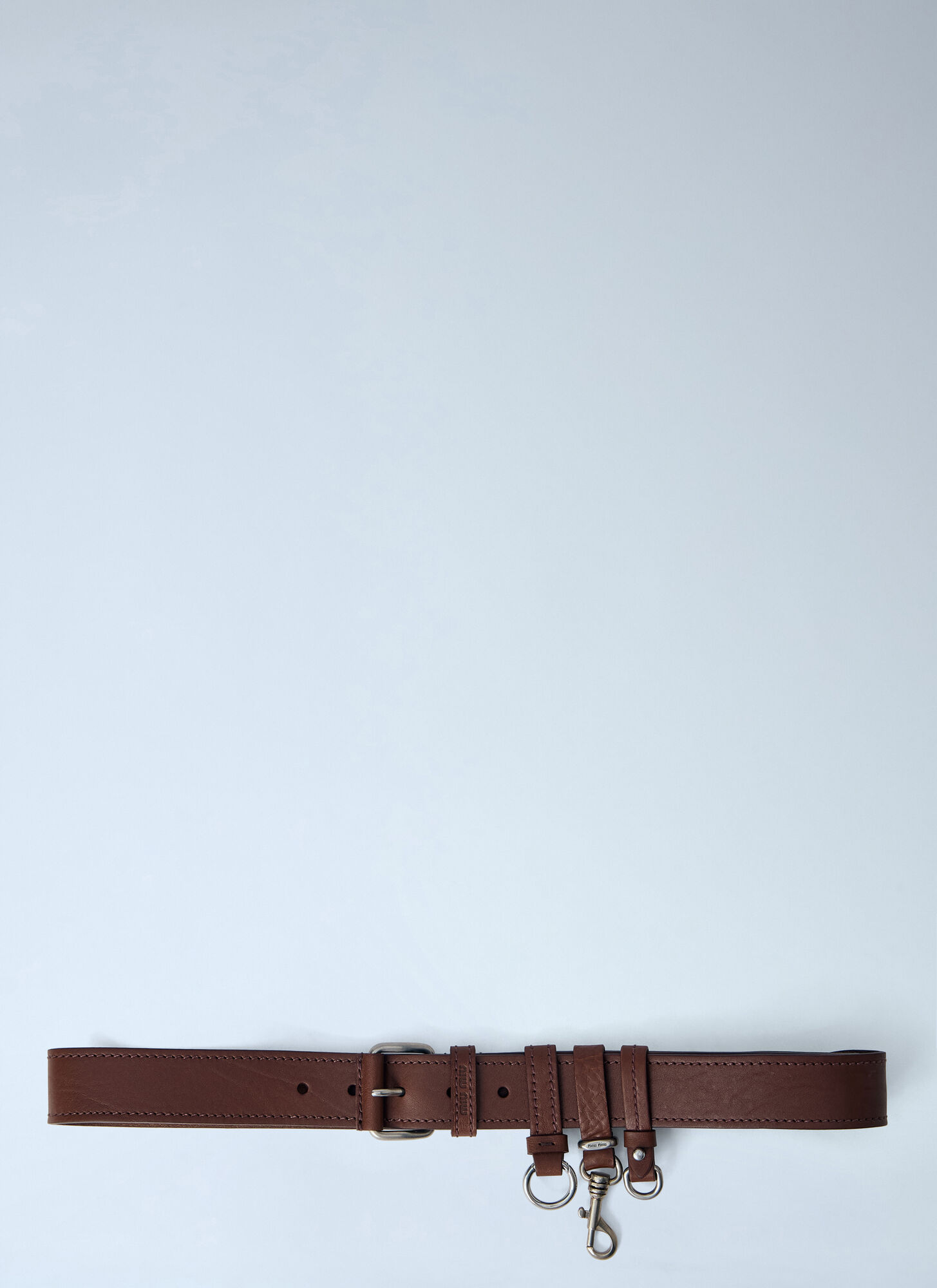 Miu Miu Tobacco Leather Belt - Male 腰带 Brown 80