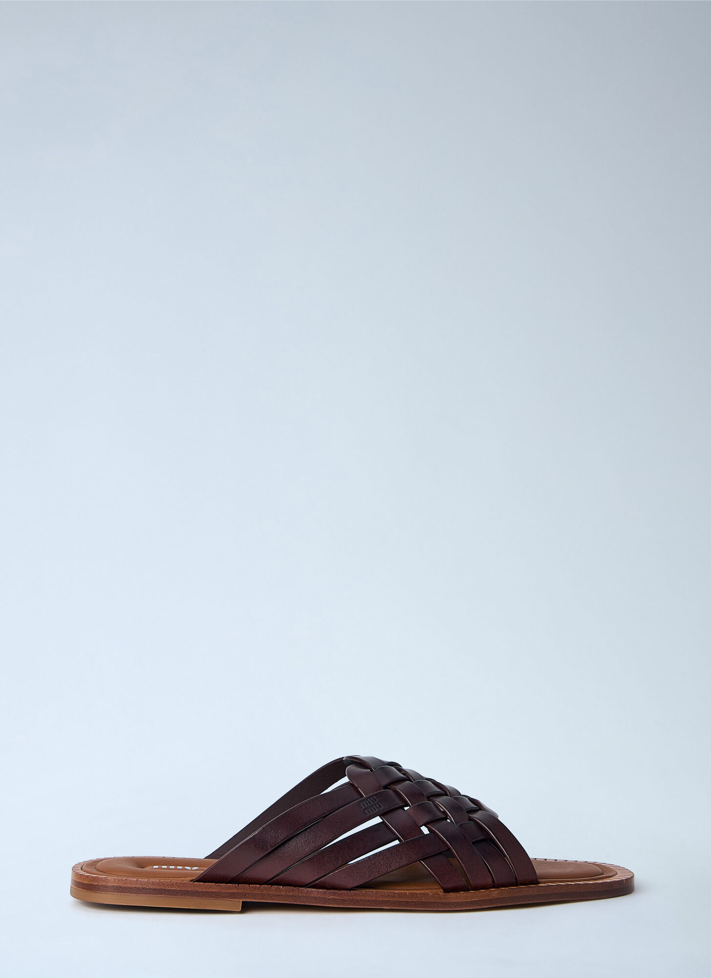 Miu Miu Miu Miu Woven Leather Sandals - Man Slides Brown Eu - 40　ミュウミュウ ウーブン レザー サンダル - 男性 スライド ブラウン Eu - 40