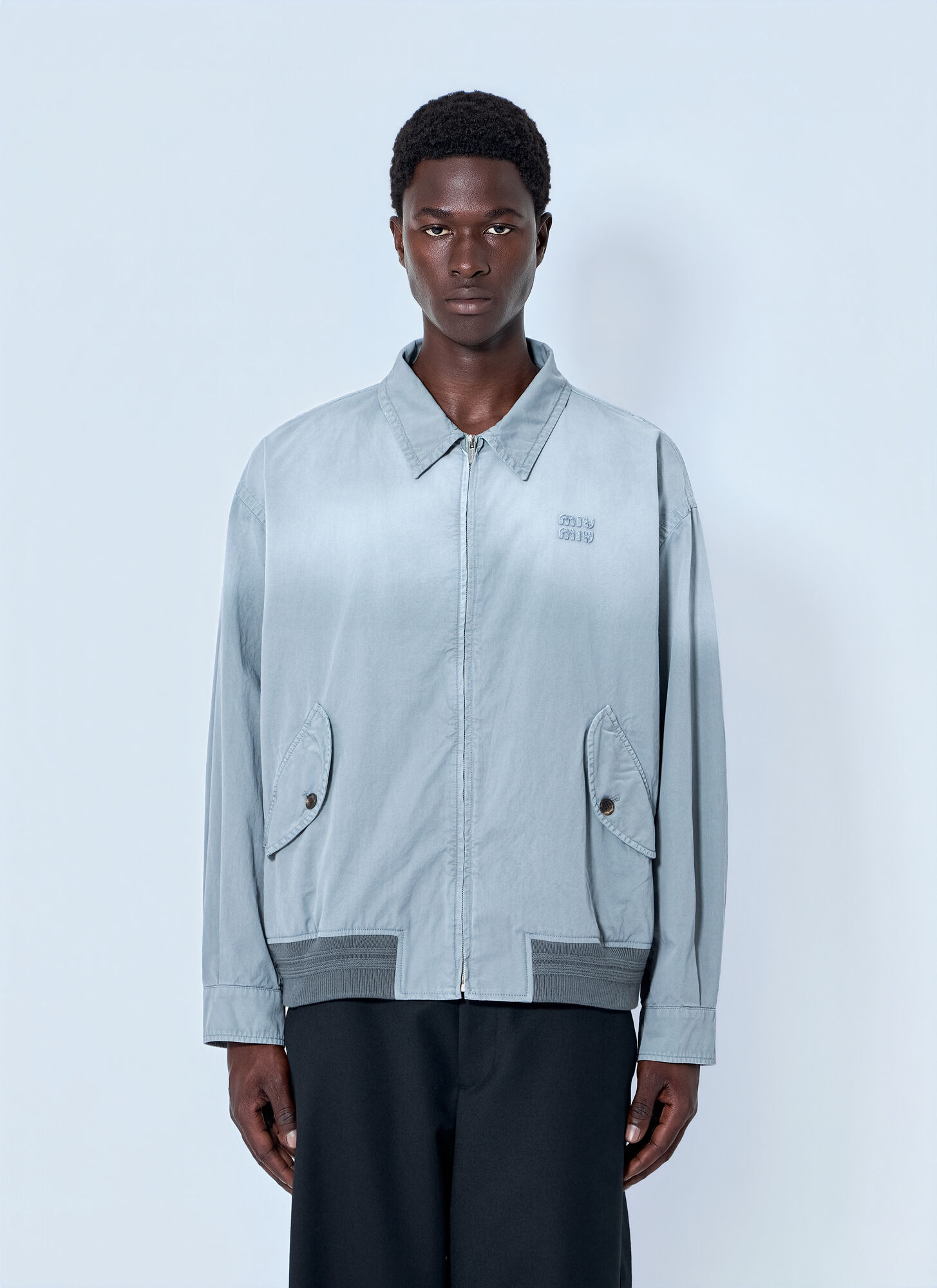 Miu Miu Men's Grey Old Twill Blouson Jacket - Man Jackets It - 44
