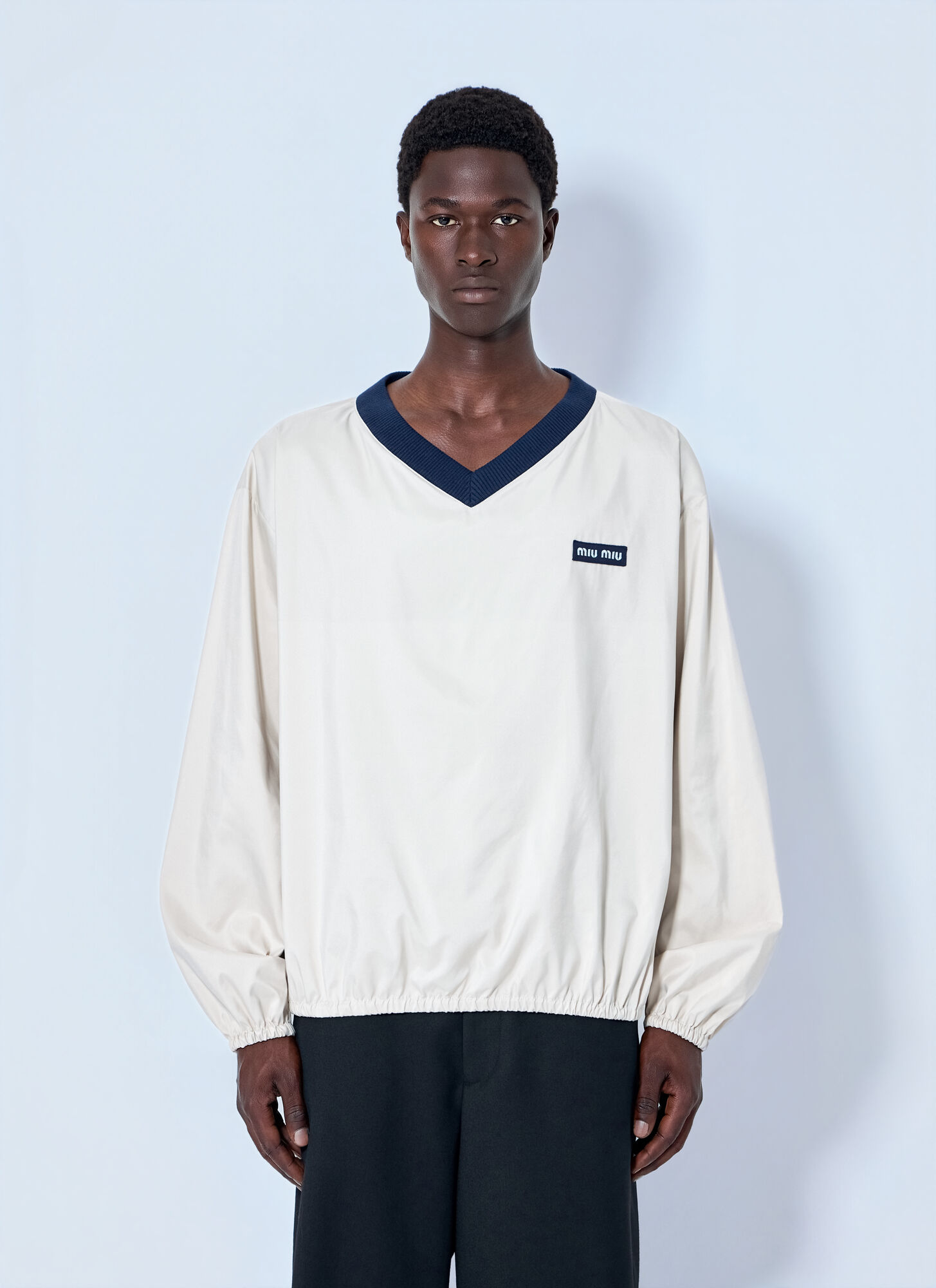 Miu Miu Men's Cream Technical Pongé Sweatshirt - Man Sweatshirts It - 46