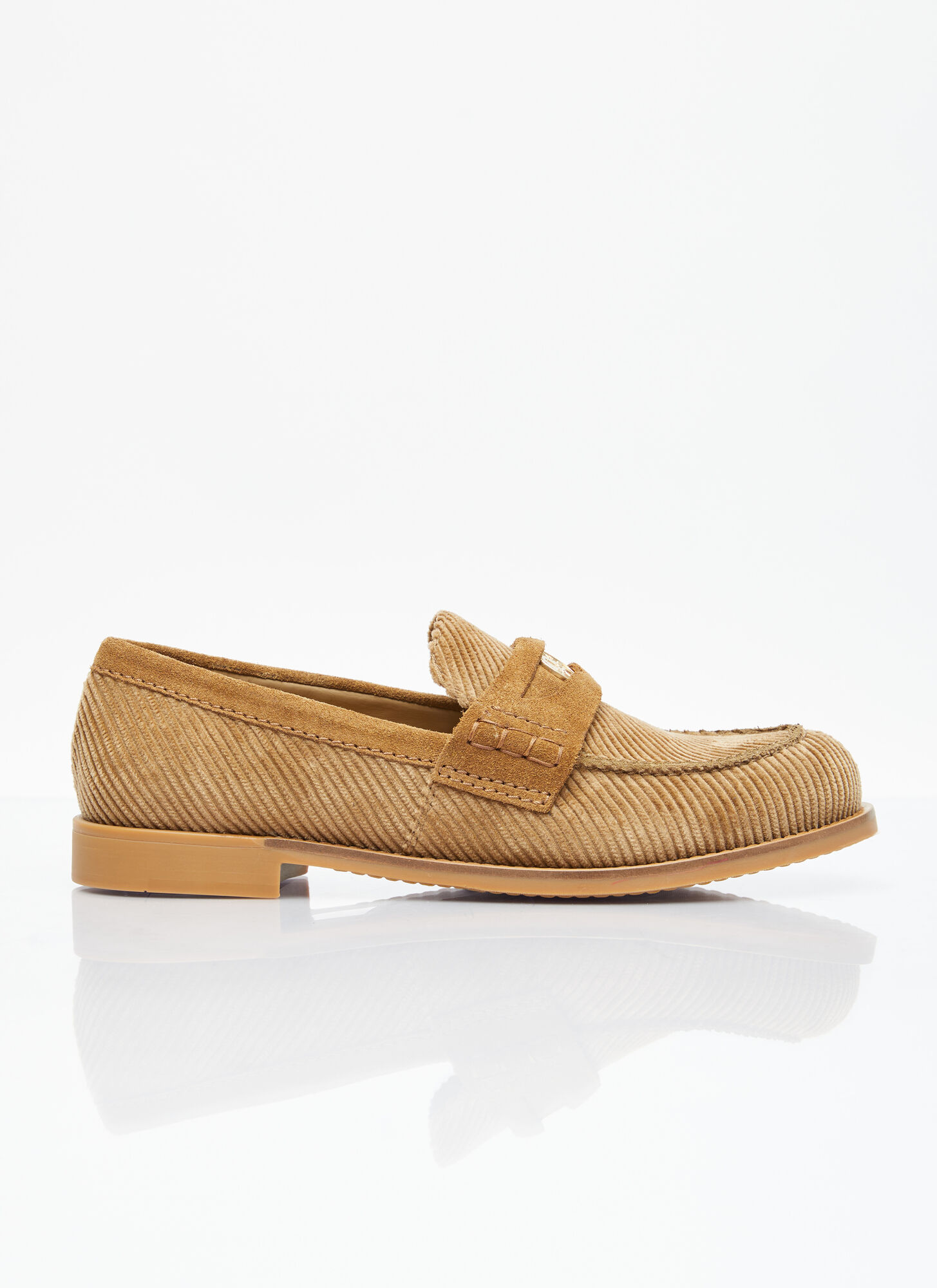 Miu Miu Women's Brown Corduroy Loafers - Woman Loafers Eu - 37