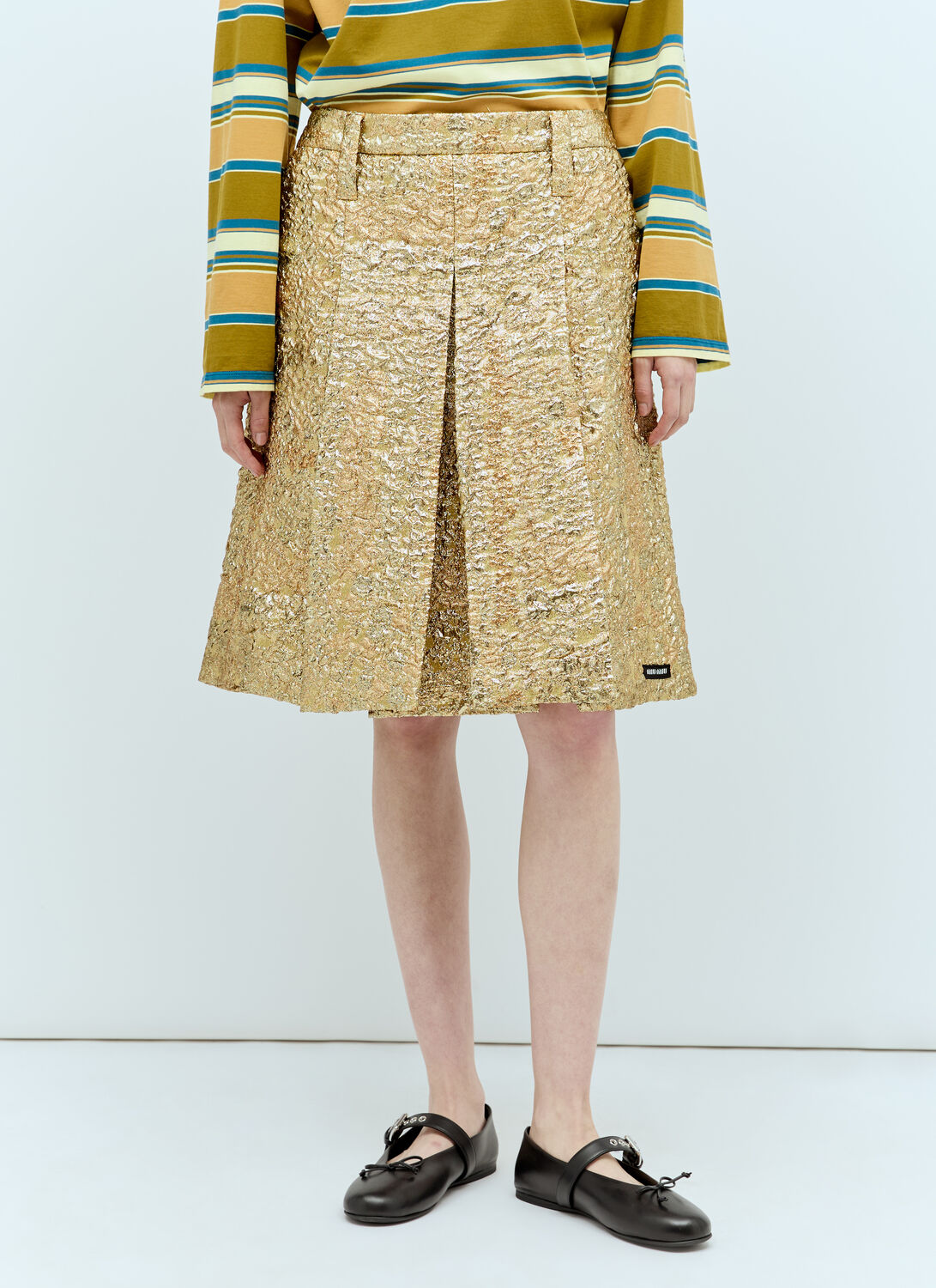 MIU MIU CLOQUET LAMÉ JACQUARD SKIRT