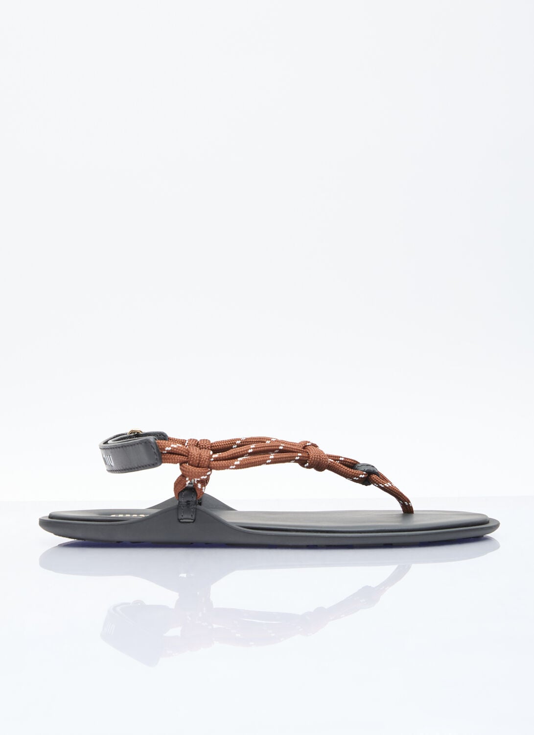 Miu Miu Riviere Cord And Leather Sandals - Woman Sandals Brown Eu - 37
