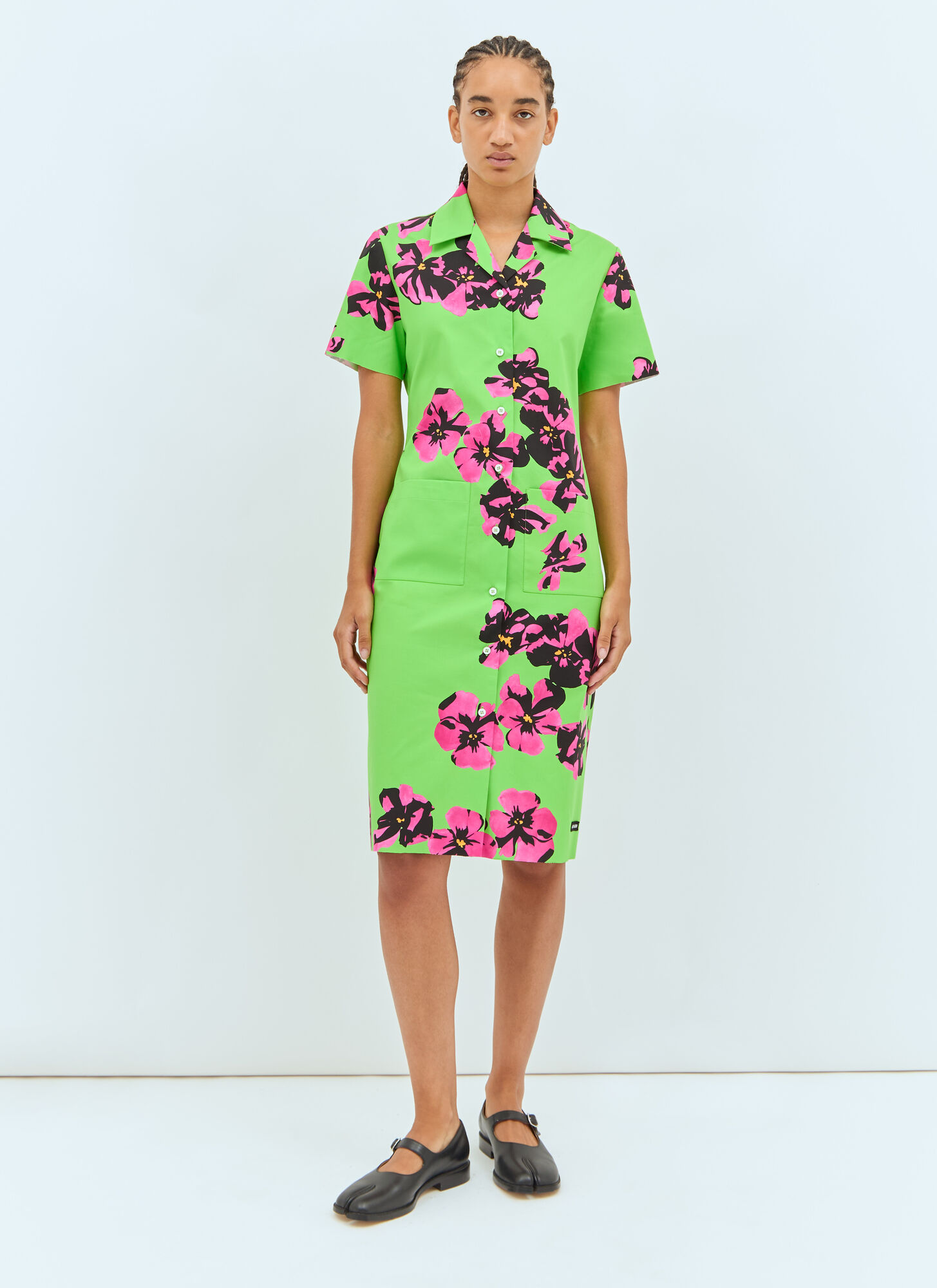 Miu Miu Women's Green Flower Midi Dress - Woman Dresses It - 40