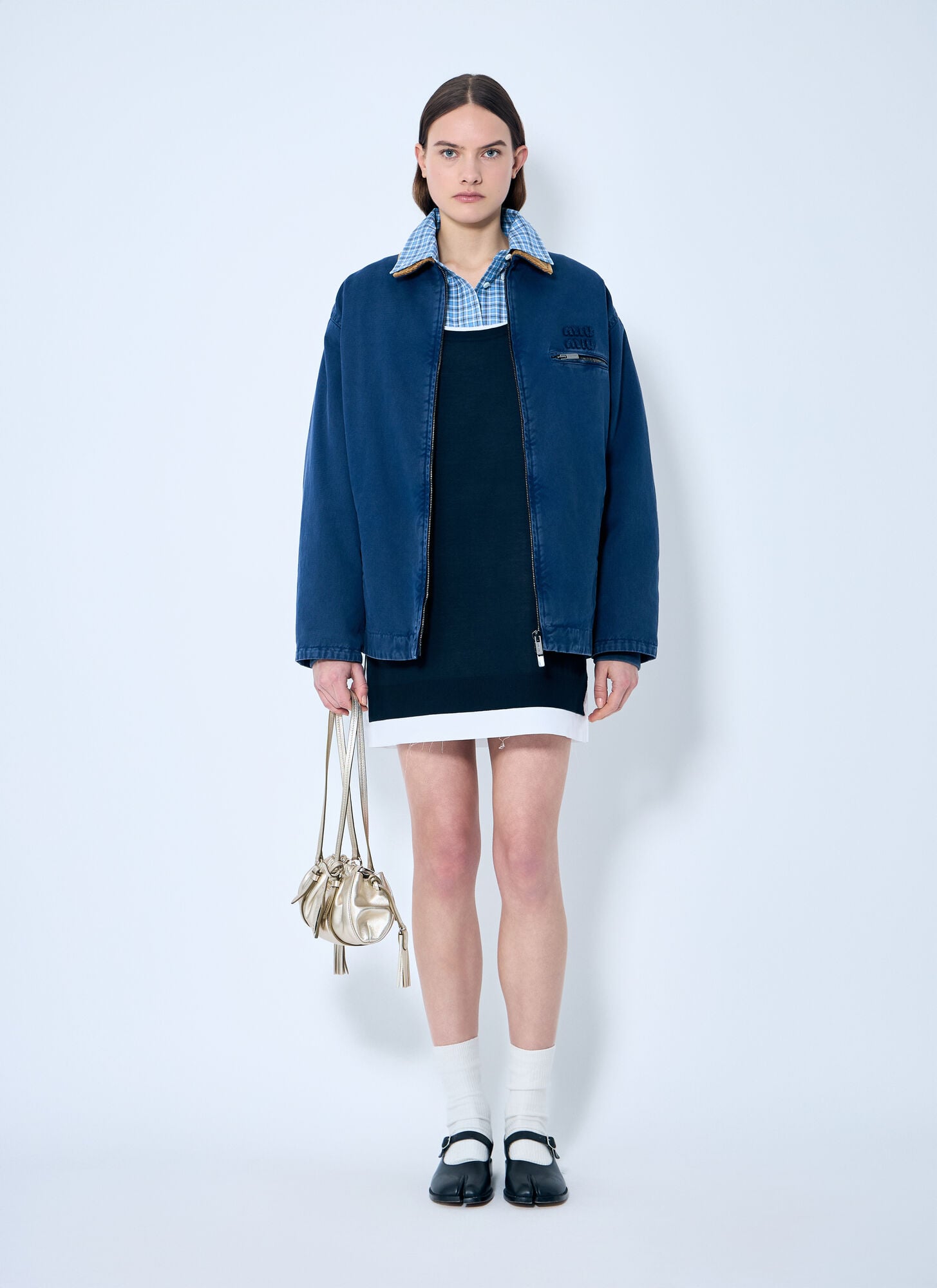  Miu Miu Miu Miu Knit And Poplin Mini Dress - Frau Kleider Blue It - 42 