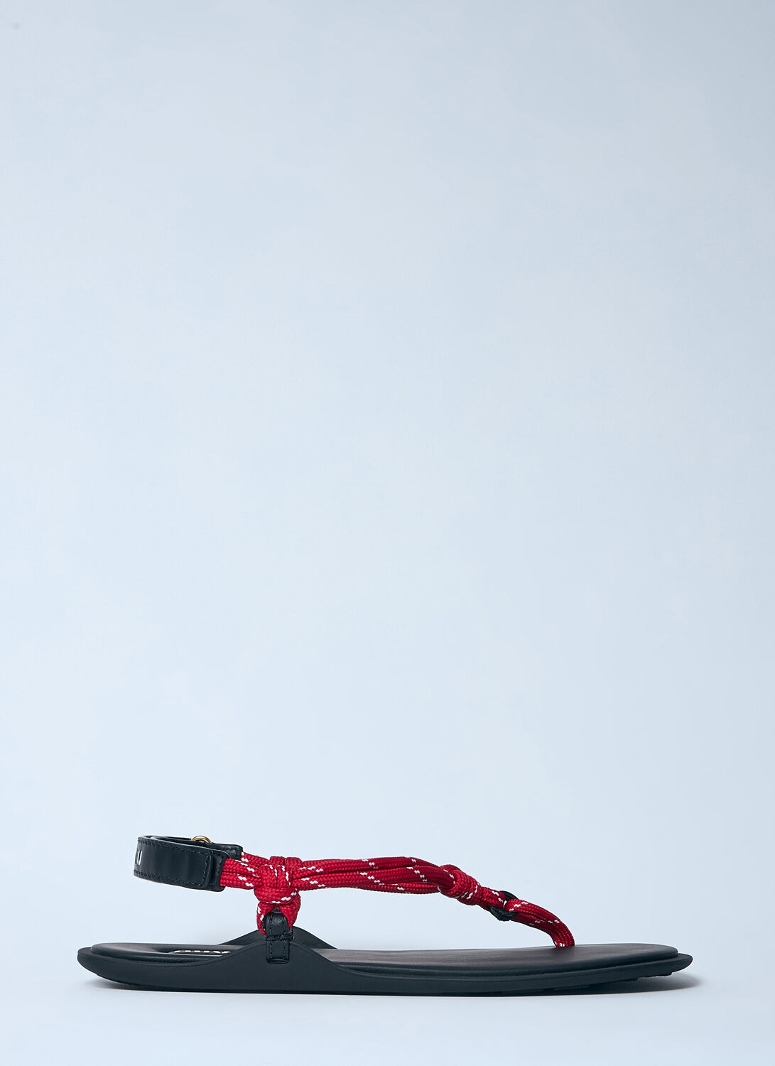 Shop Miu Miu Riviere Cord And Leather Sandals In Red
