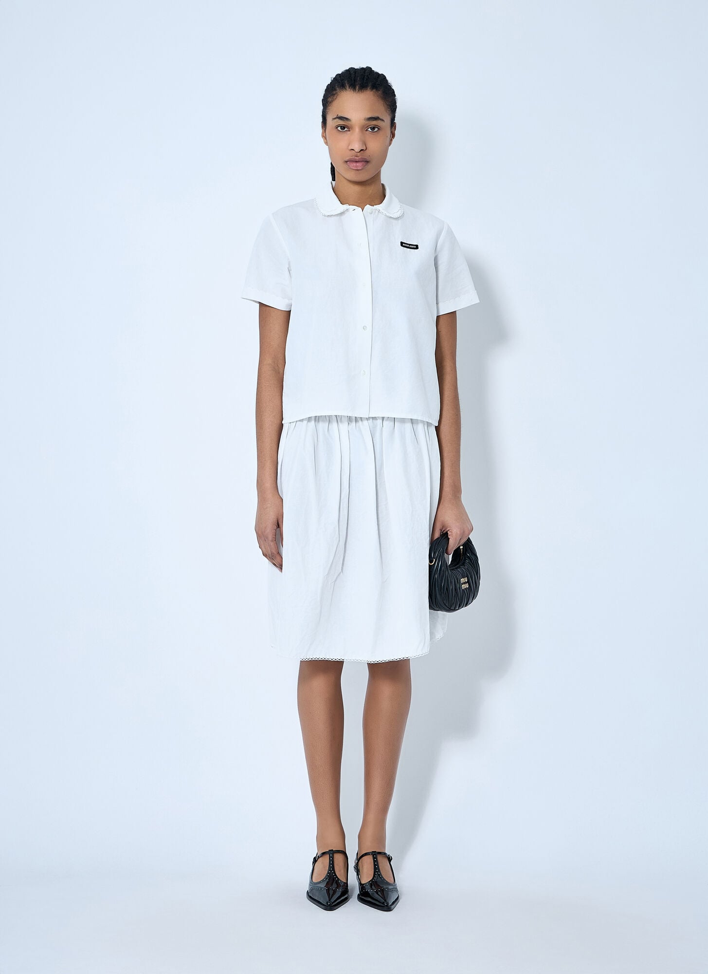  Miu Miu Miu Miu Logo Patch Shirt - Frau Hemden White It - 42 