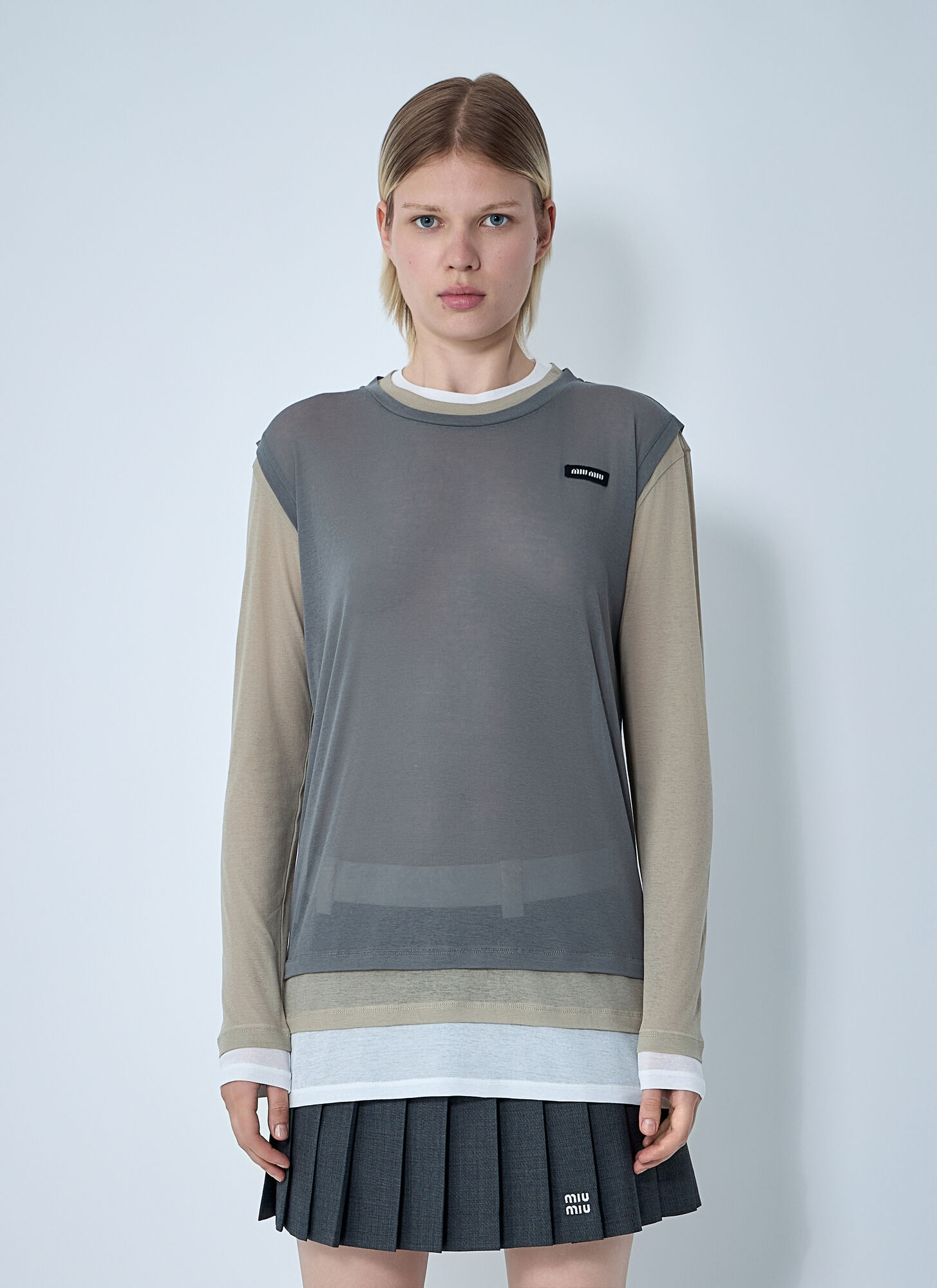 Miu Miu Set Of Three Logo Motif T-shirts