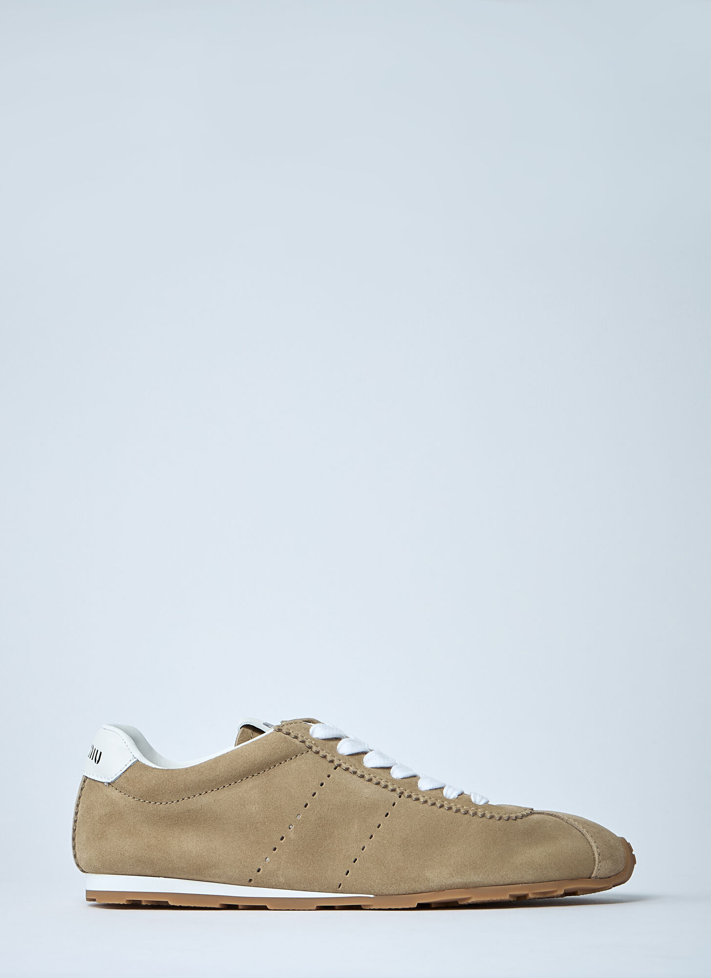 Miu Miu Cappuccino Suede Plume Sneakers In Brown