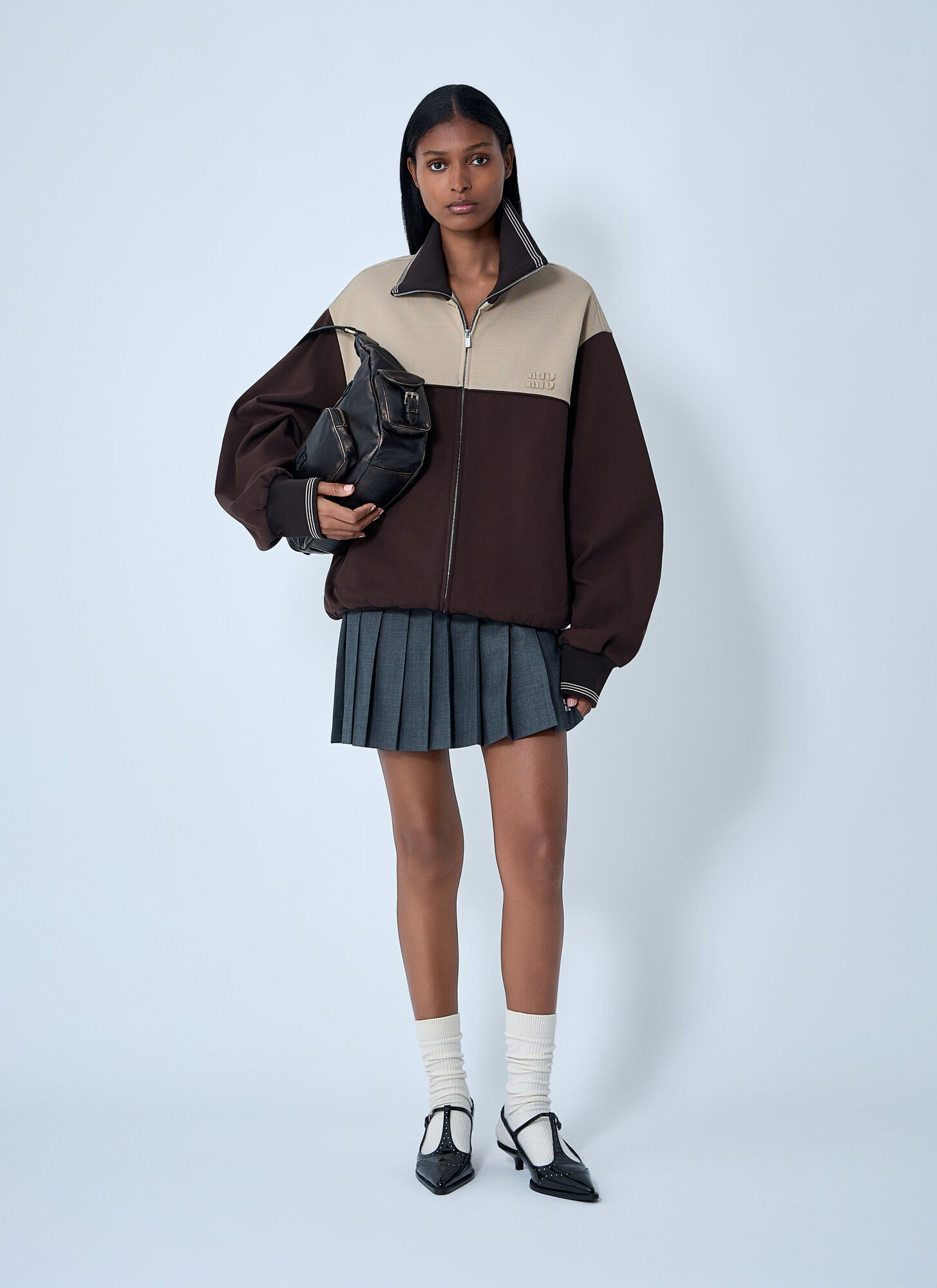  Miu Miu Miu Miu Contrast Panel Jacket - Frau Jacken Brown S 