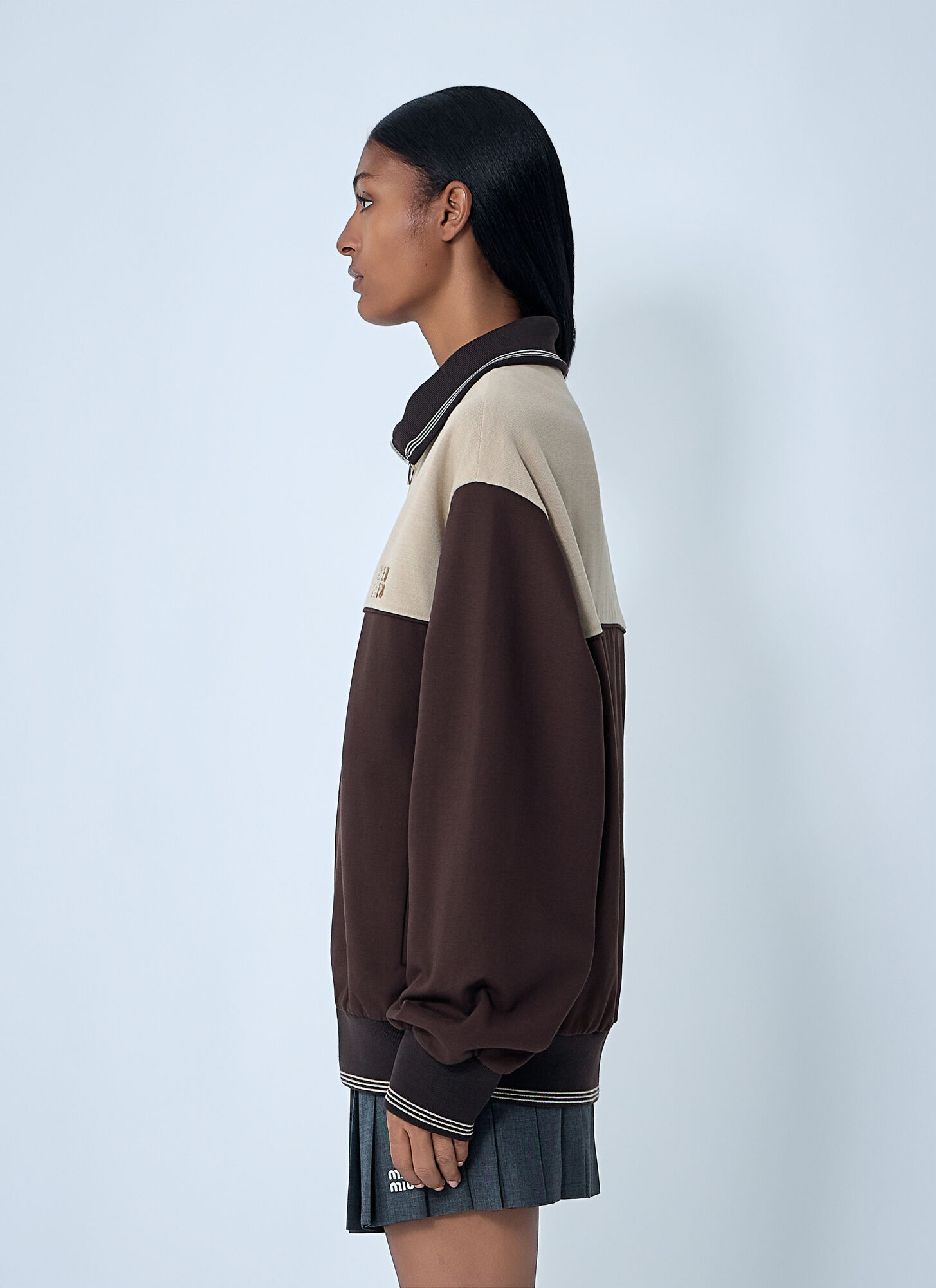  Miu Miu Miu Miu Contrast Panel Jacket - Frau Jacken Brown S 