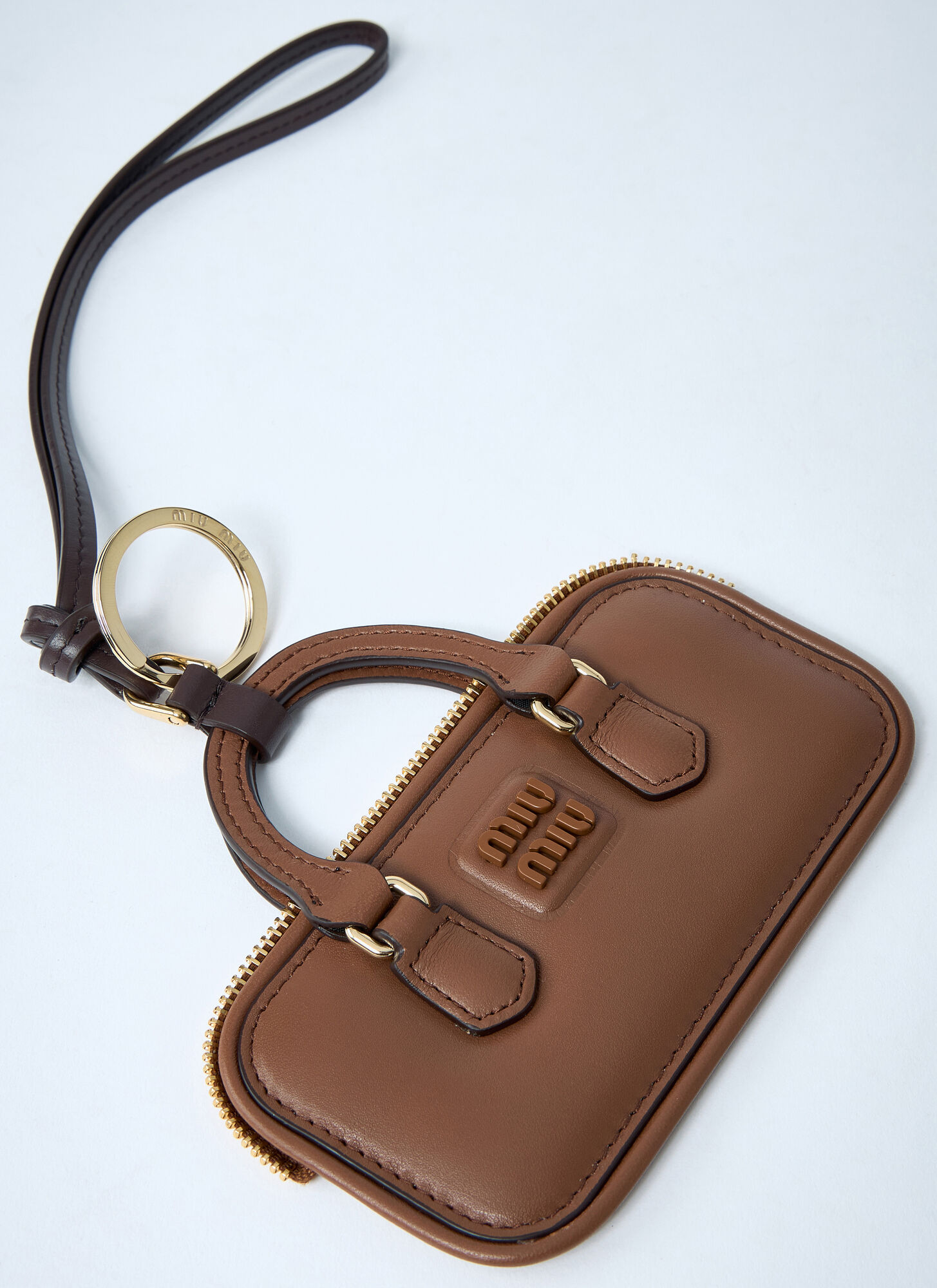  Miu Miu Miu Miu Arcadie Leather Keyring - Frau Schlüsselringe Brown One Size 