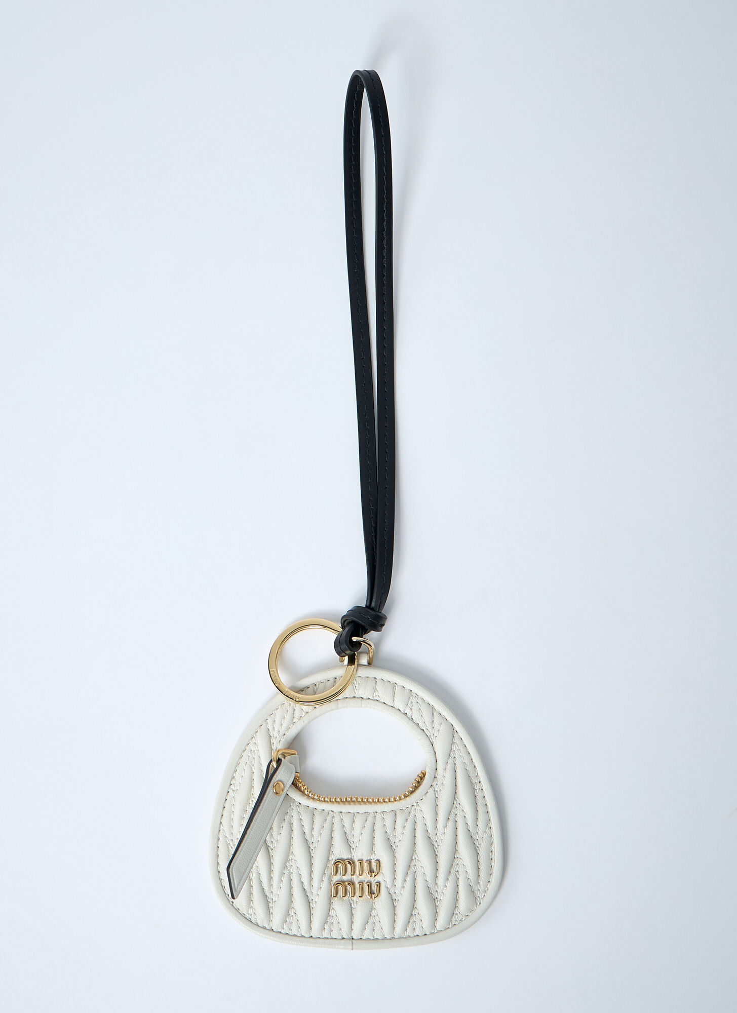 Miu Miu Wander Leather Keyring In White