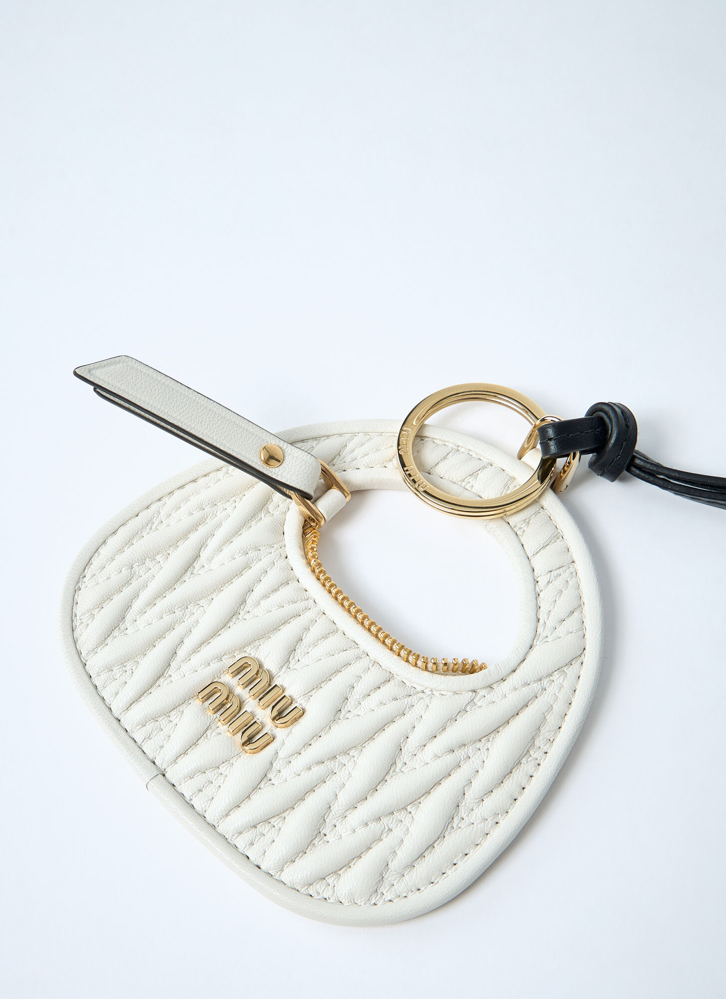  Miu Miu Miu Miu Wander Leather Keyring - Frau Schlüsselringe White One Size 