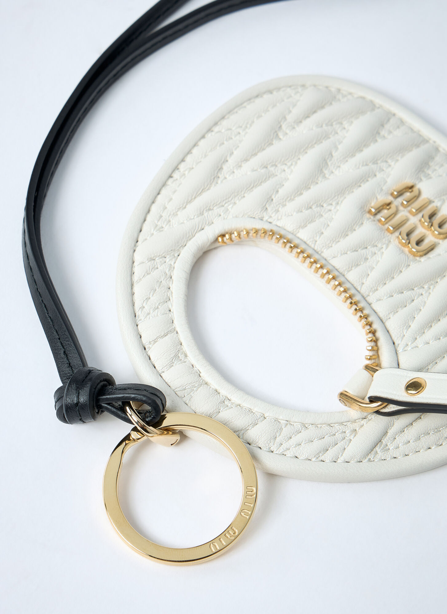  Miu Miu Miu Miu Wander Leather Keyring - Frau Schlüsselringe White One Size 