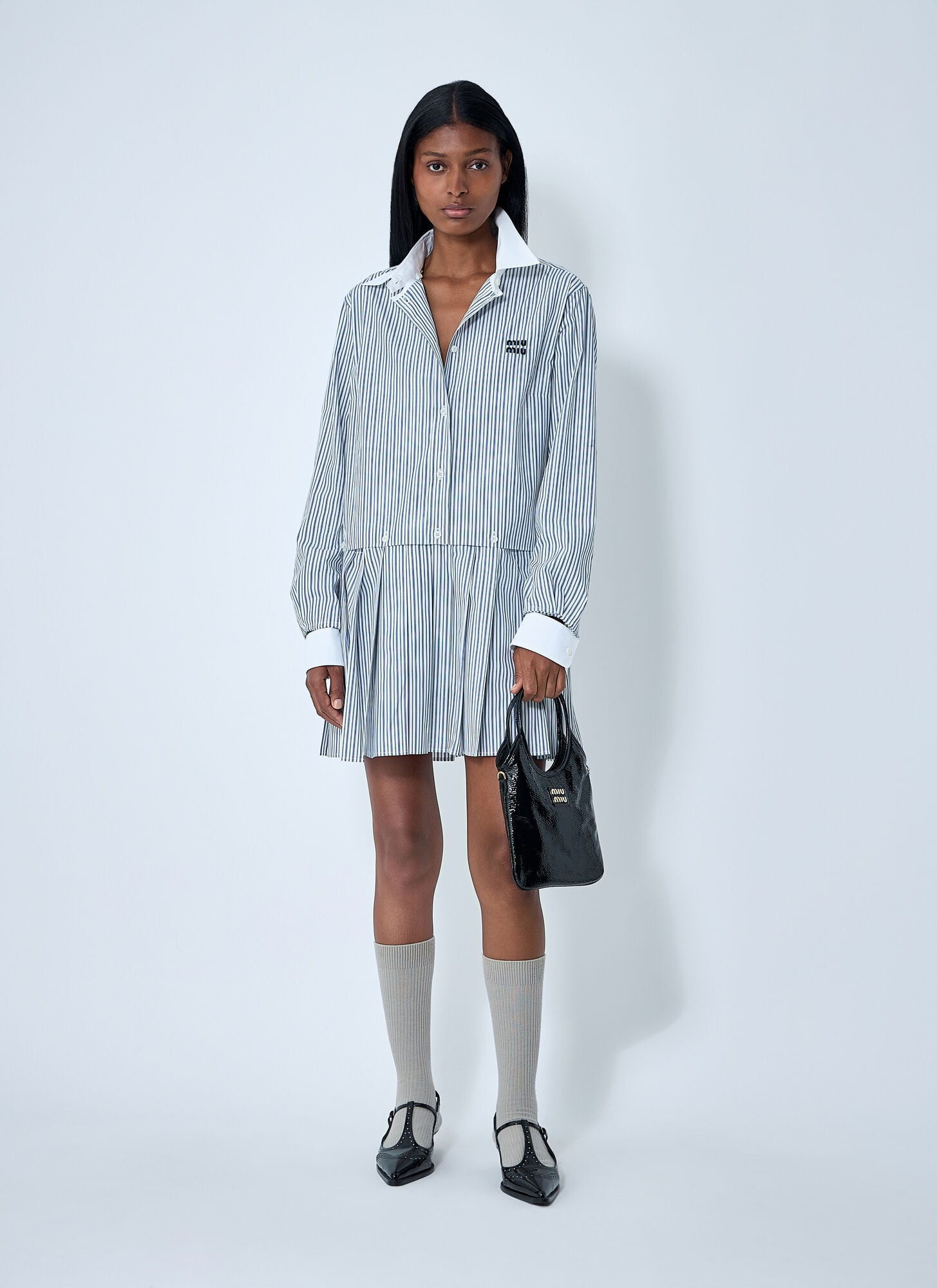  Miu Miu Miu Miu Striped Pleated Dress - Frau Kleider White It - 40 
