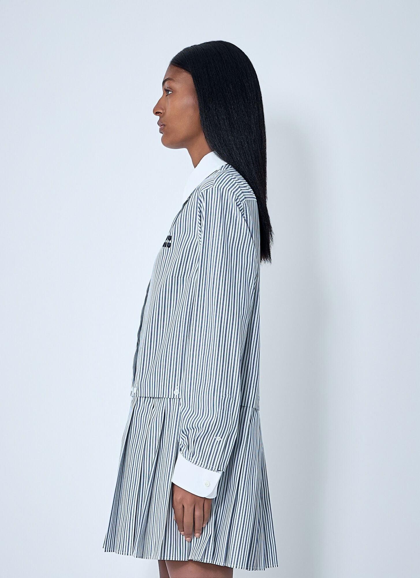  Miu Miu Miu Miu Striped Pleated Dress - Frau Kleider White It - 40 