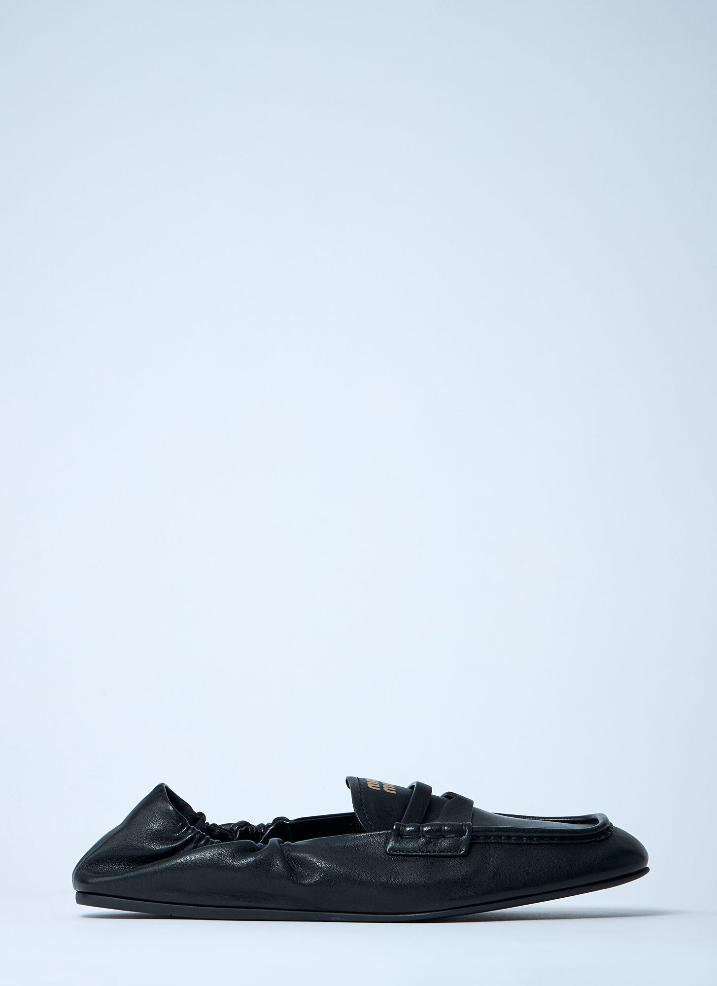 Miu Miu Women's Black Logo Motif Leather Loafers - Woman Loafers Eu - 37