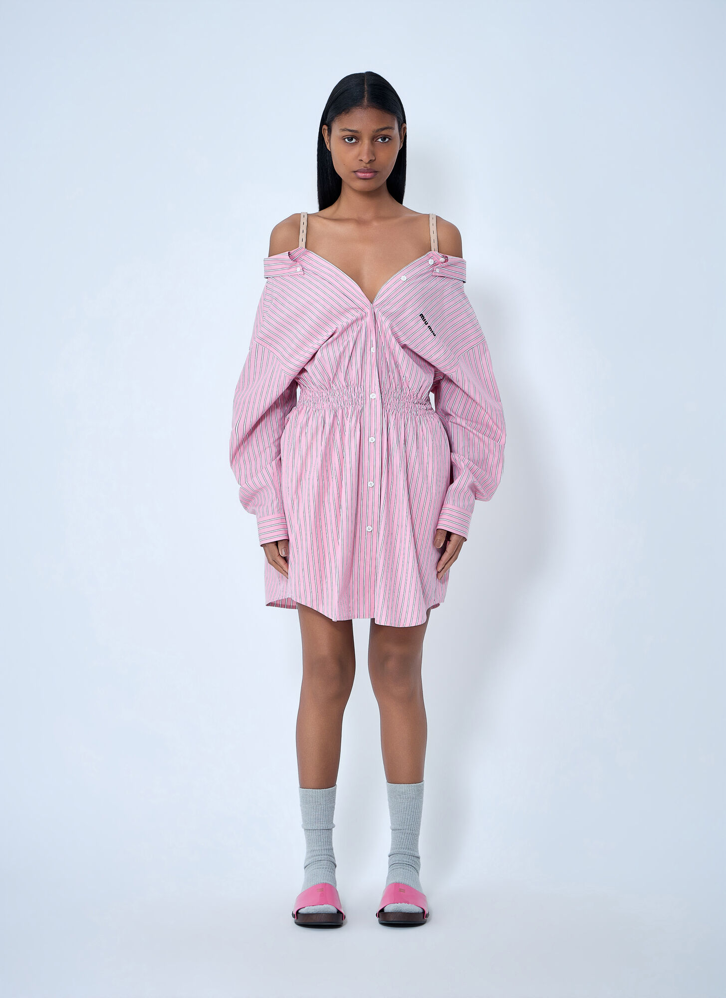 Miu Miu Women's Pink Striped Poplin Dress - Woman Dresses It - 40