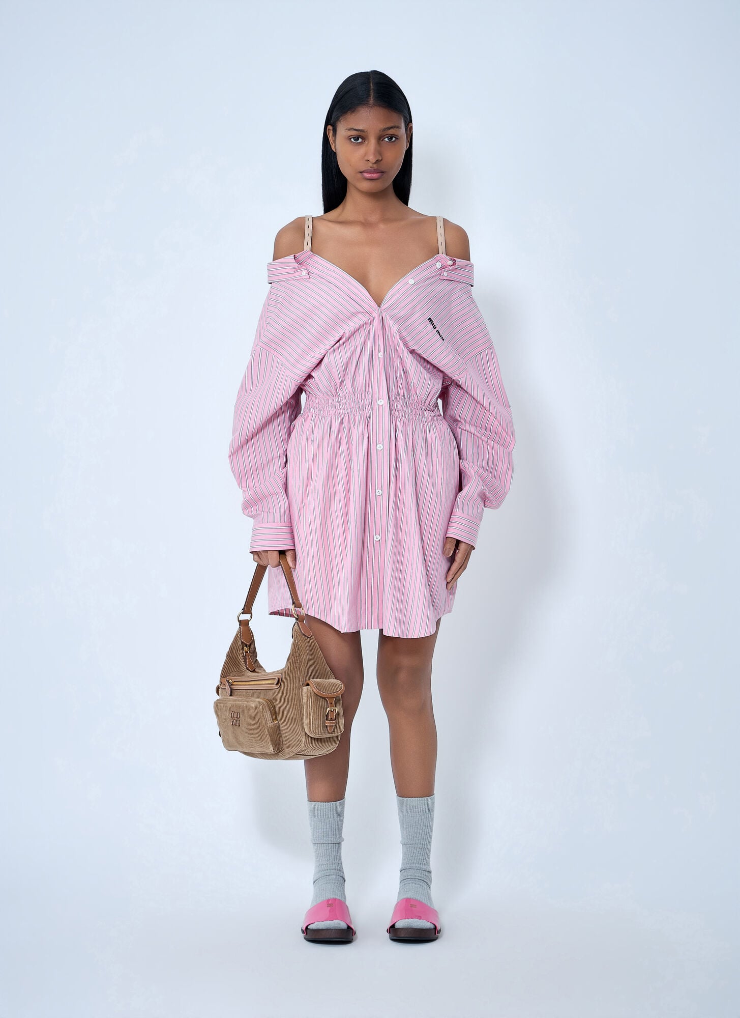  Miu Miu Miu Miu Striped Poplin Dress - Frau Kleider Pink It - 40 