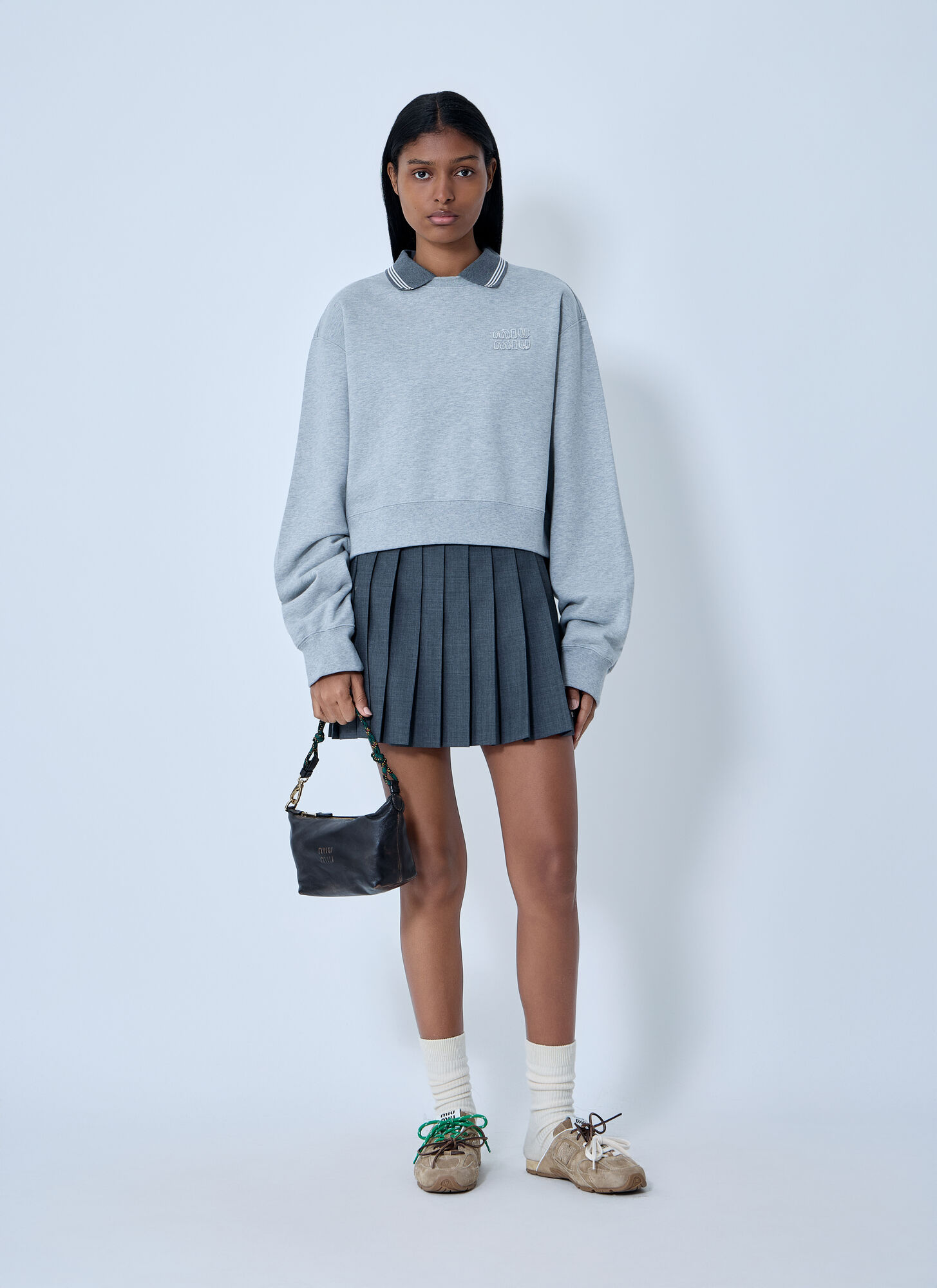  Miu Miu Miu Miu Logo Motif Fleece Sweatshirt - Frau Sweatshirts Grey S 
