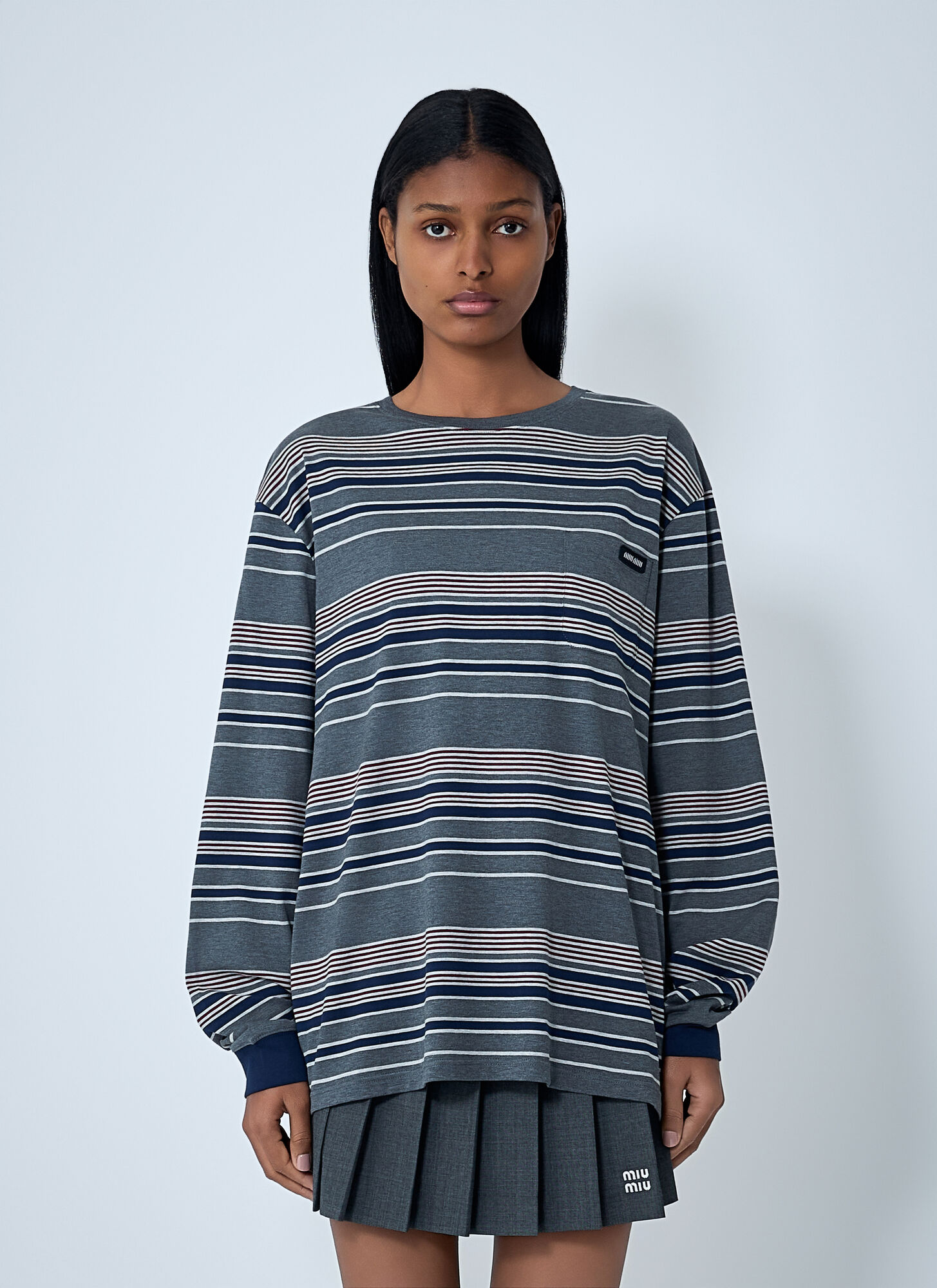 Miu Miu Women's Blue Logo Motif Top - Woman Tops L