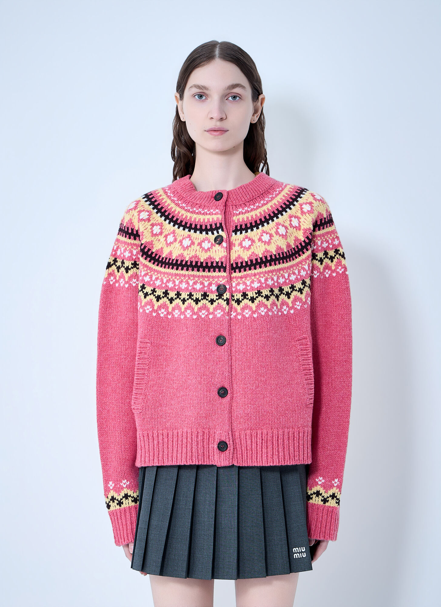 Miu Miu Women's Pink Wool Cardigan - Woman Knitwear It - 38