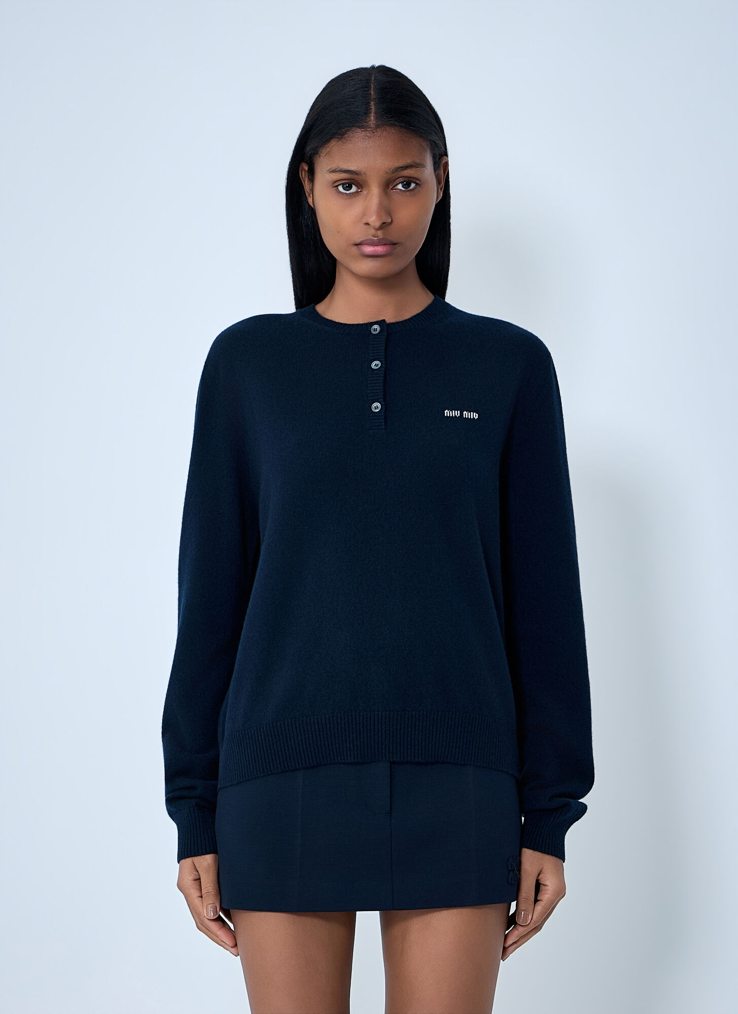 Miu Miu Women's Blue Cashmere Sweater - Woman Knitwear It - 38