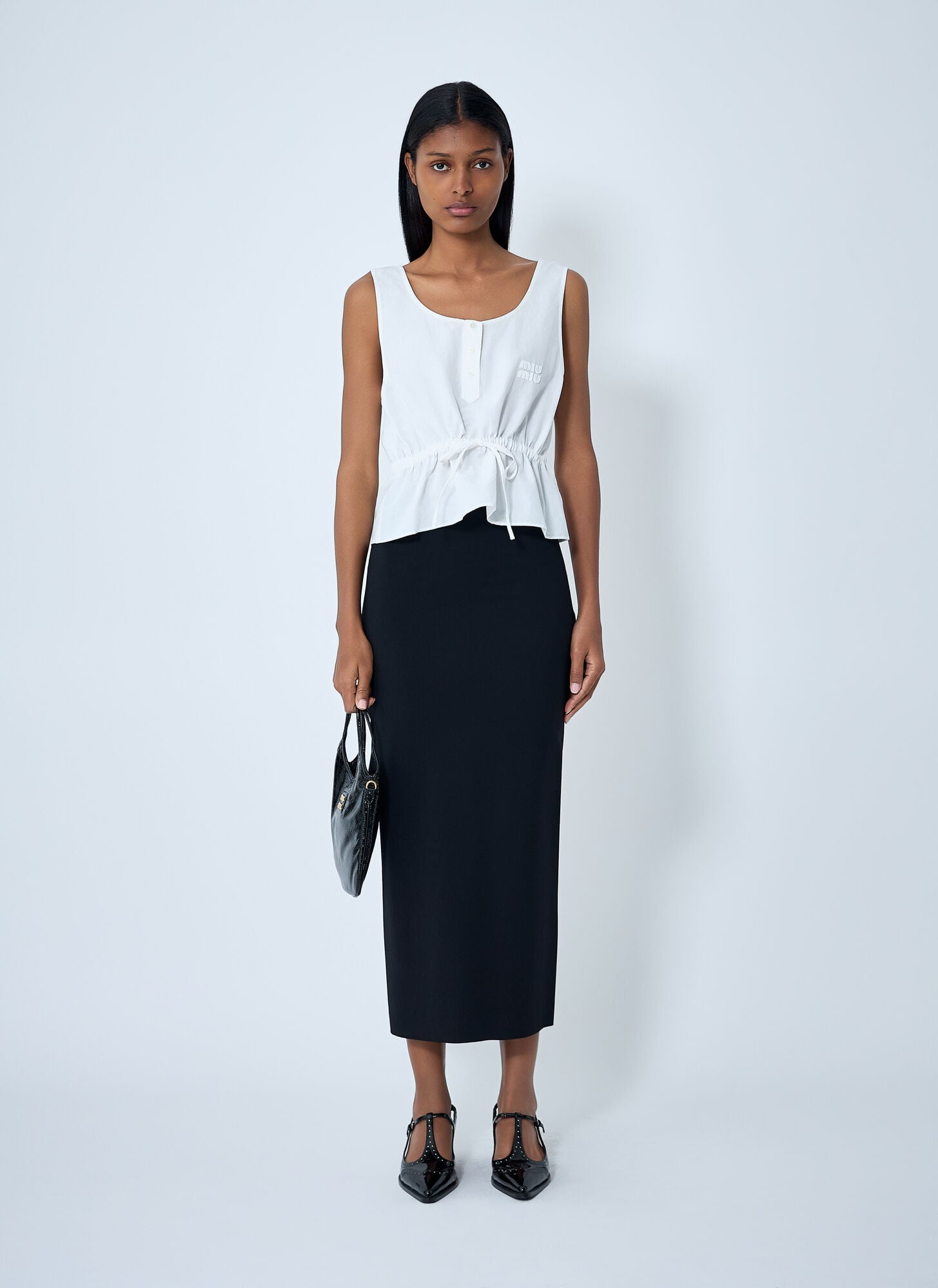  Miu Miu Miu Miu Logo Motif Drawstring Top - Frau Tops White It - 40 