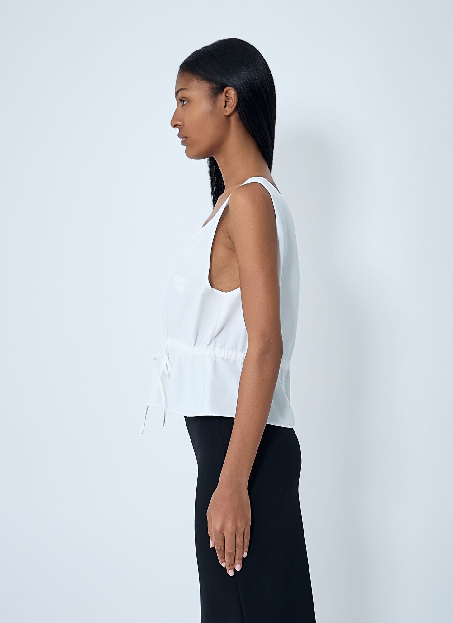  Miu Miu Miu Miu Logo Motif Drawstring Top - Frau Tops White It - 40 