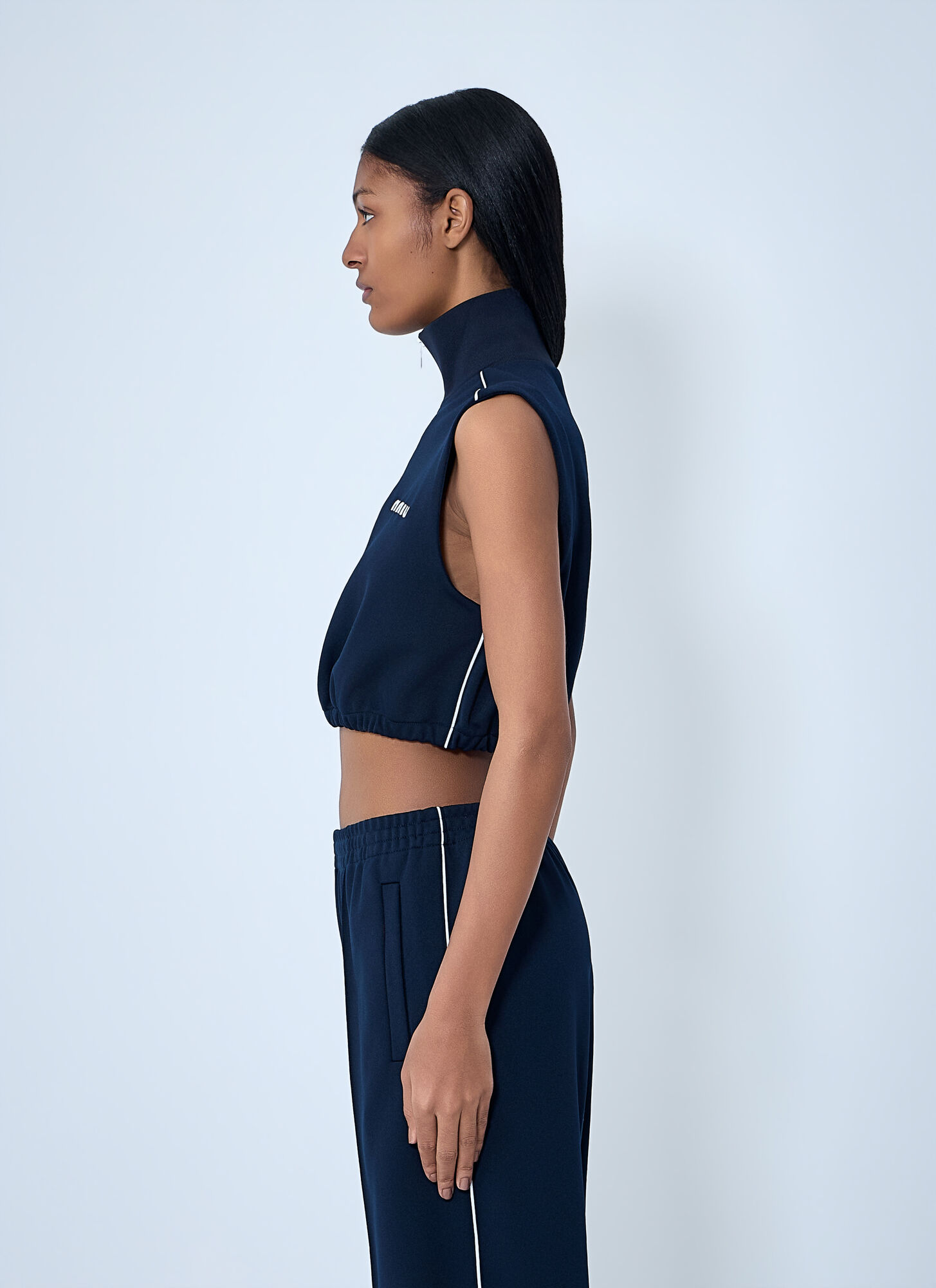  Miu Miu Miu Miu Sleeveless High-neck Crop Top - Frau Tops Navy It - 38 