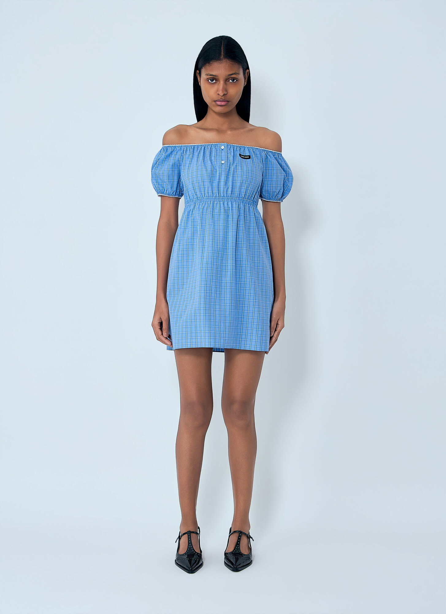 Miu Miu Women's Blue Plaid-Pattern Mini Dress - Woman Dresses It - 40