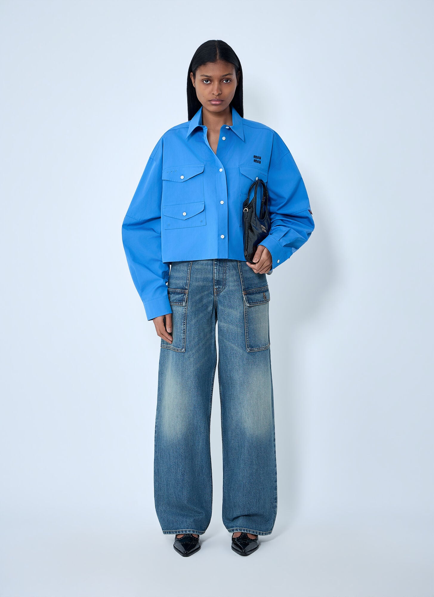  Miu Miu Miu Miu Cropped Utility Shirt - Frau Hemden Purple It - 38 