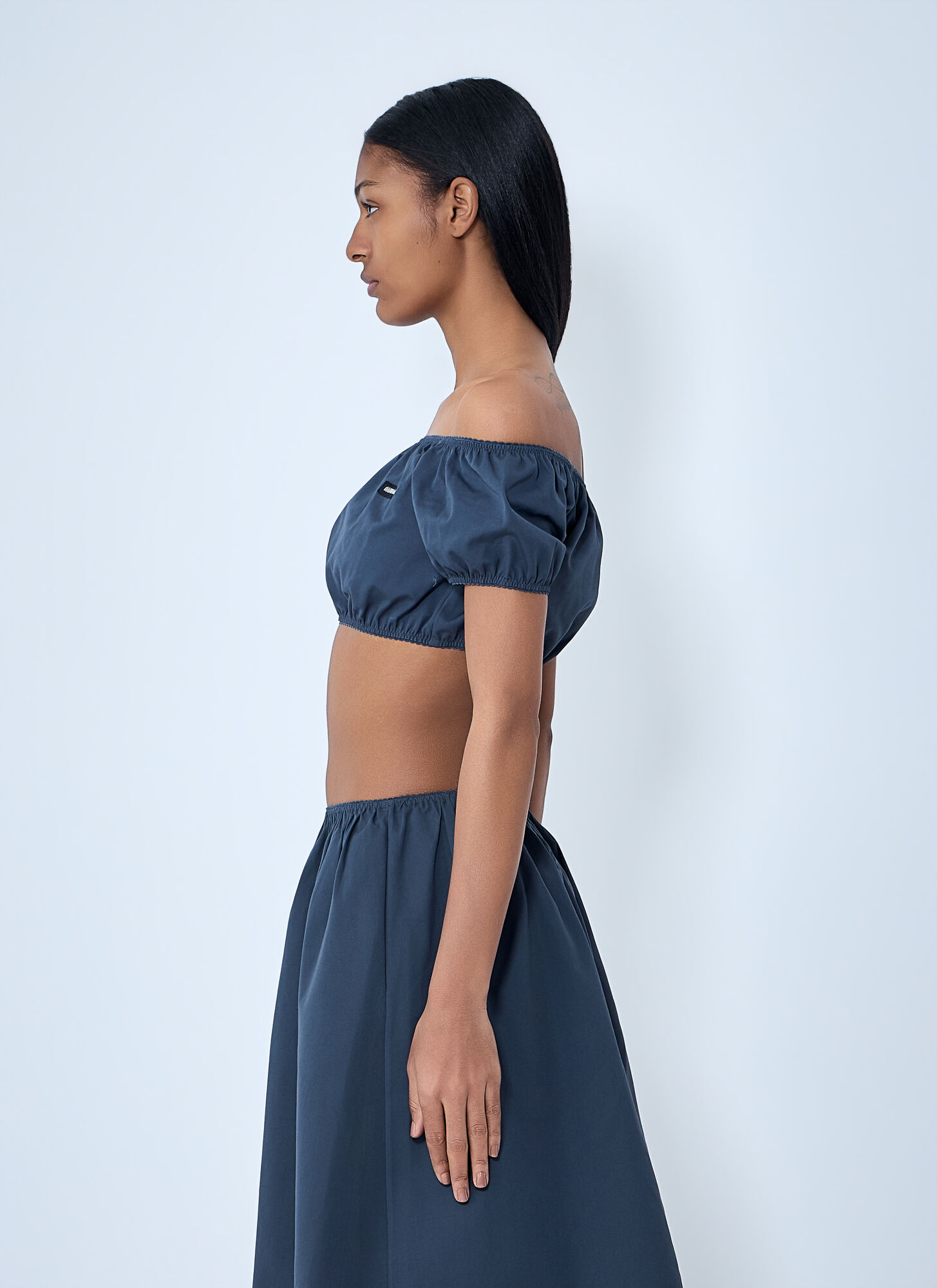  Miu Miu Miu Miu Off-shoulder Crop Top - Frau Tops Grey It - 40 