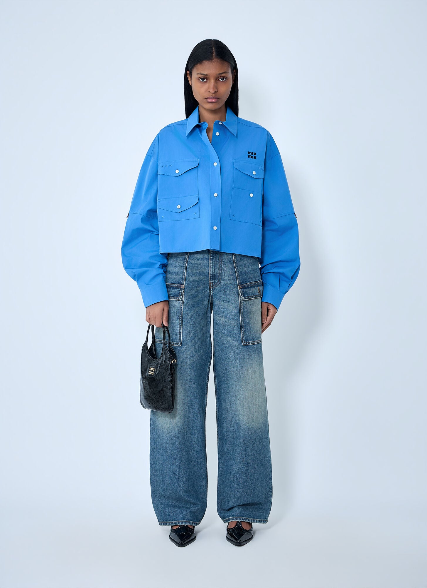  Miu Miu Miu Miu Cargo Denim Jeans - Frau Jeans Blue 28 