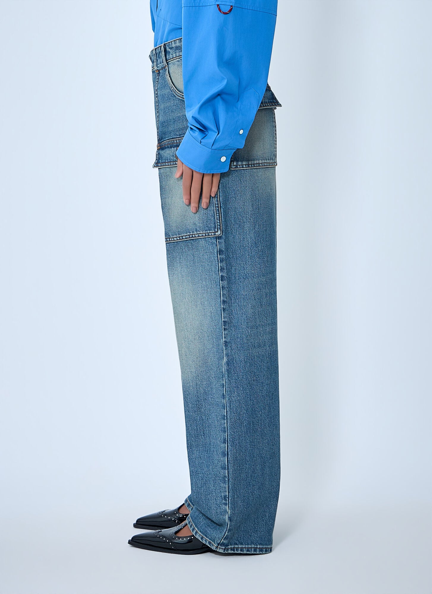  Miu Miu Miu Miu Cargo Denim Jeans - Frau Jeans Blue 28 